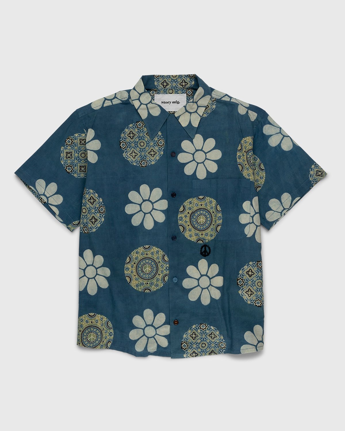 Story mfg. - Shore Shirt Indigo Flower Portal Print Blue - Clothing - Blue - Image 1