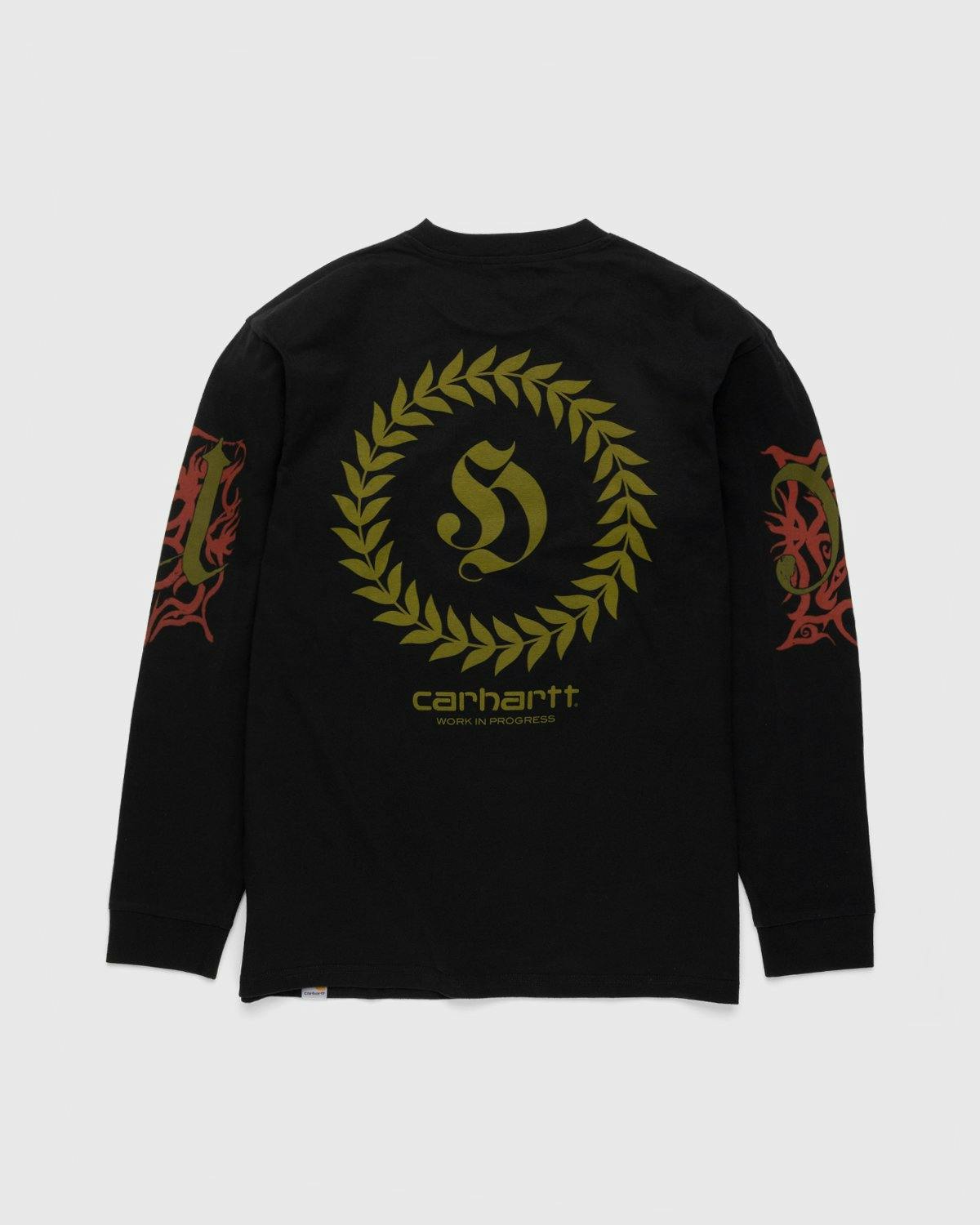 Carhartt WIP x Herrensauna - Logo Long Sleeve Black Wine Cypress - Clothing - Black - Image 1