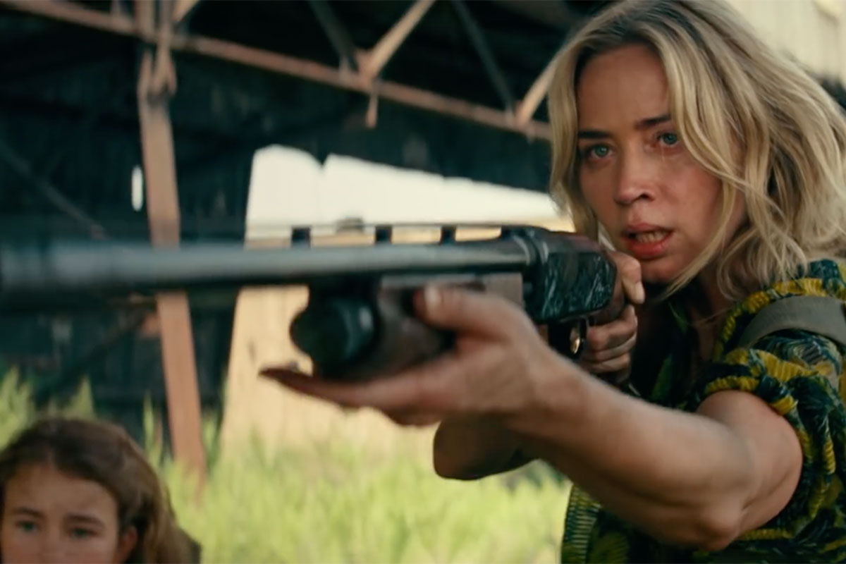 Emily Blunt points rifle in a quiet place part ii trailer