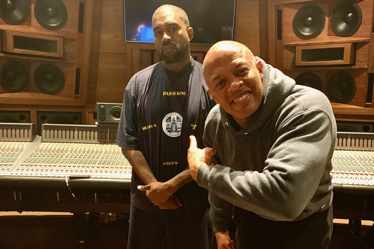 kanye west and Dr. Dre in the studio