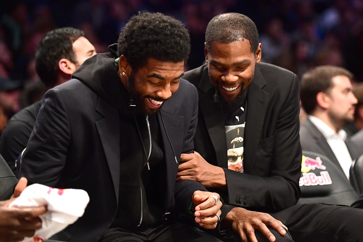 Kyrie Irving Kevin Durant laughing
