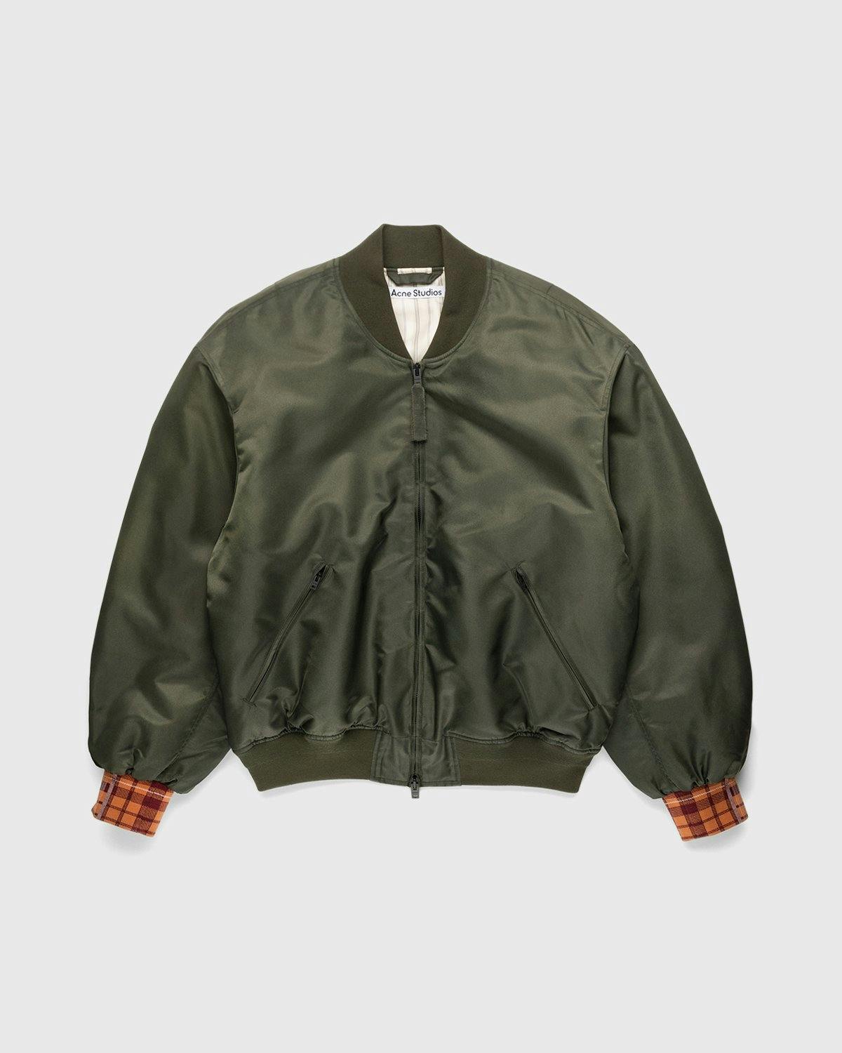 Acne Studios - Satin Bomber Jacket Olive Green - Clothing - Green - Image 1