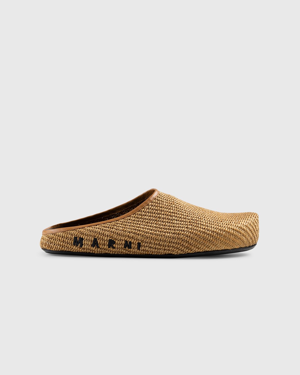 Marni - Woven Raffia and Leather Mules Brown/Black - Footwear - Brown - Image 1