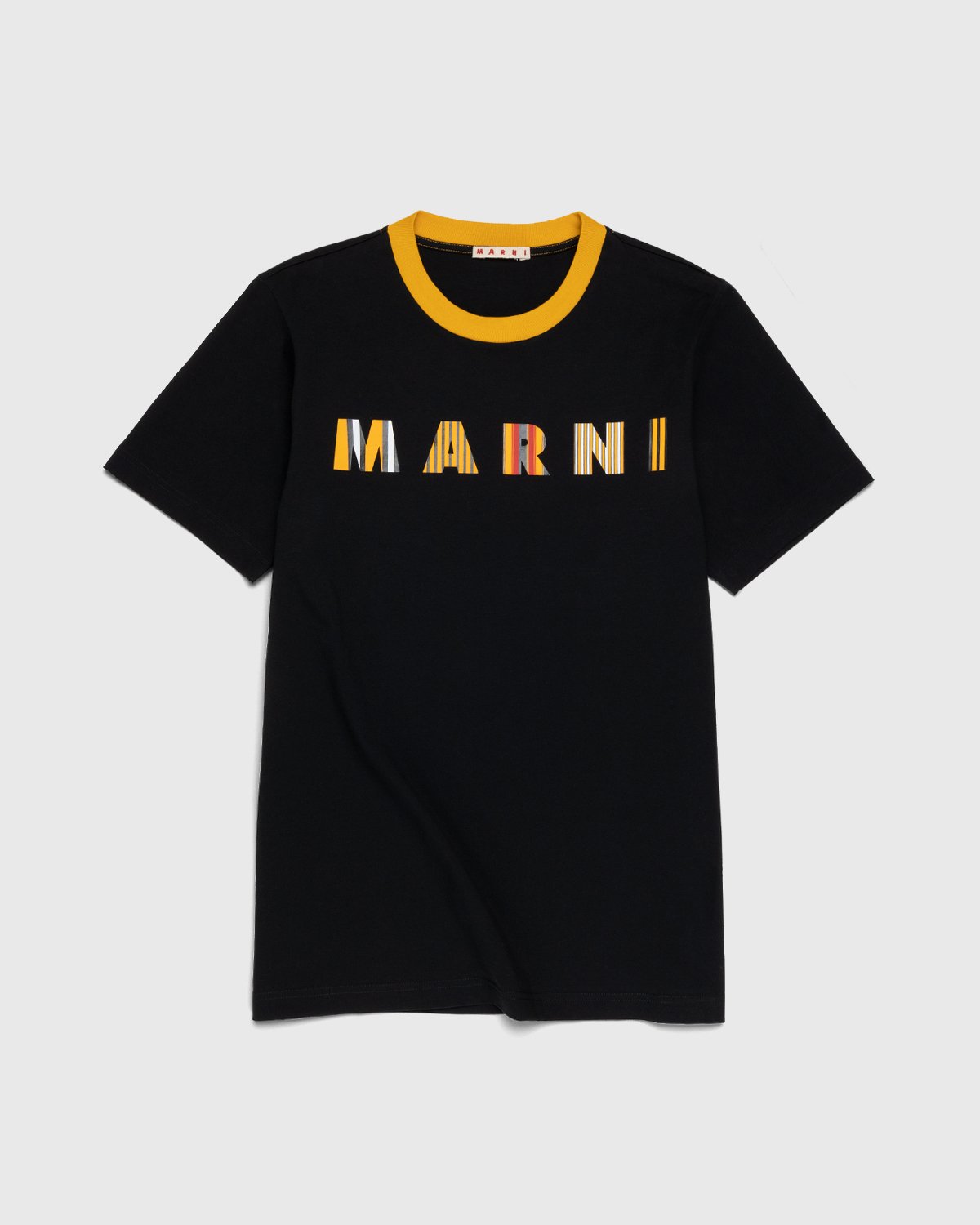 Marni - Stripe Logo Bio Jersey T-Shirt Black/Gold - Clothing - Yellow - Image 1