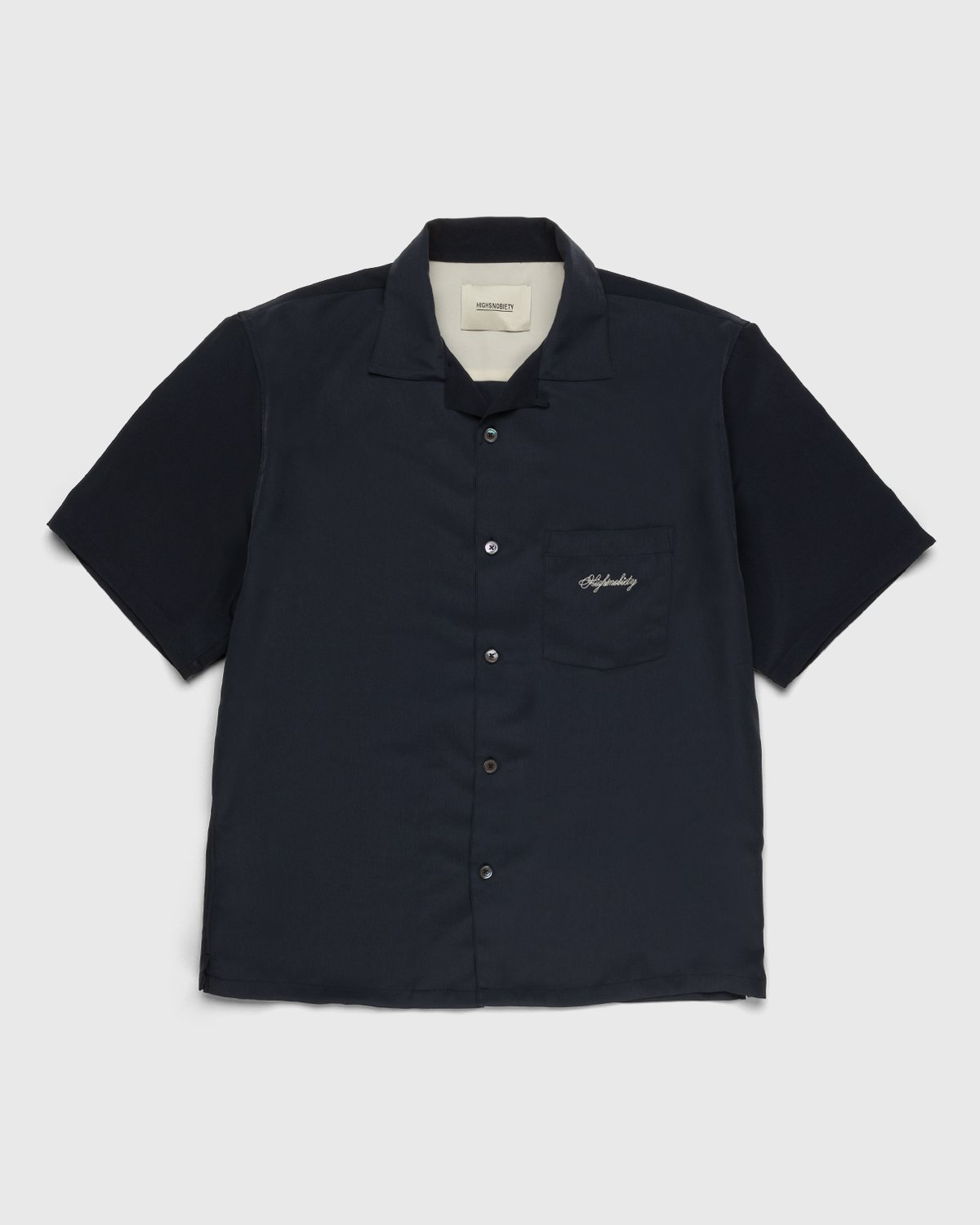 Highsnobiety - Rayon Short-Sleeve Shirt Navy Cream - Clothing - Blue - Image 1