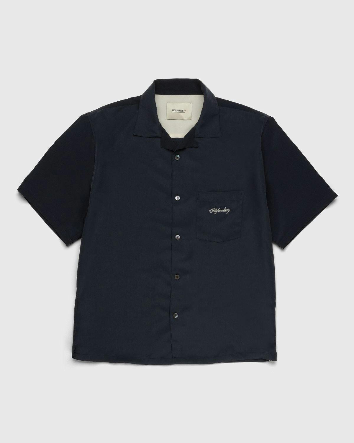 Highsnobiety - Rayon Short-Sleeve Shirt Navy Cream - Clothing - Blue - Image 1