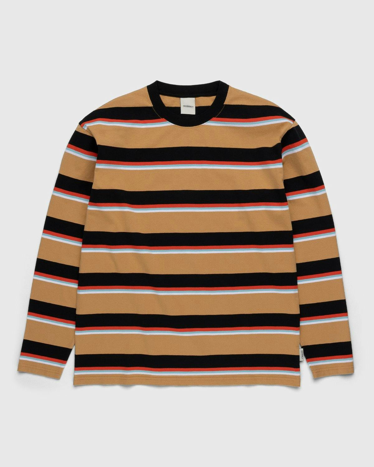 Highsnobiety - Stripe Longsleeve Jersey Sand Stone - Clothing - Brown - Image 1