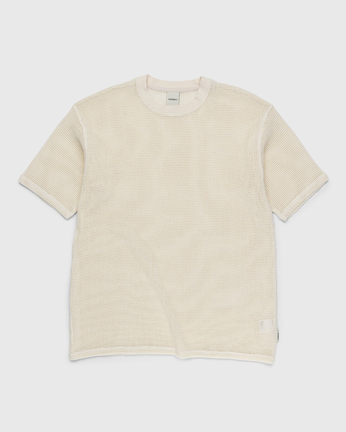 Highsnobiety - Knit Mesh Jersey T-Shirt White - Clothing - Beige - Image 1