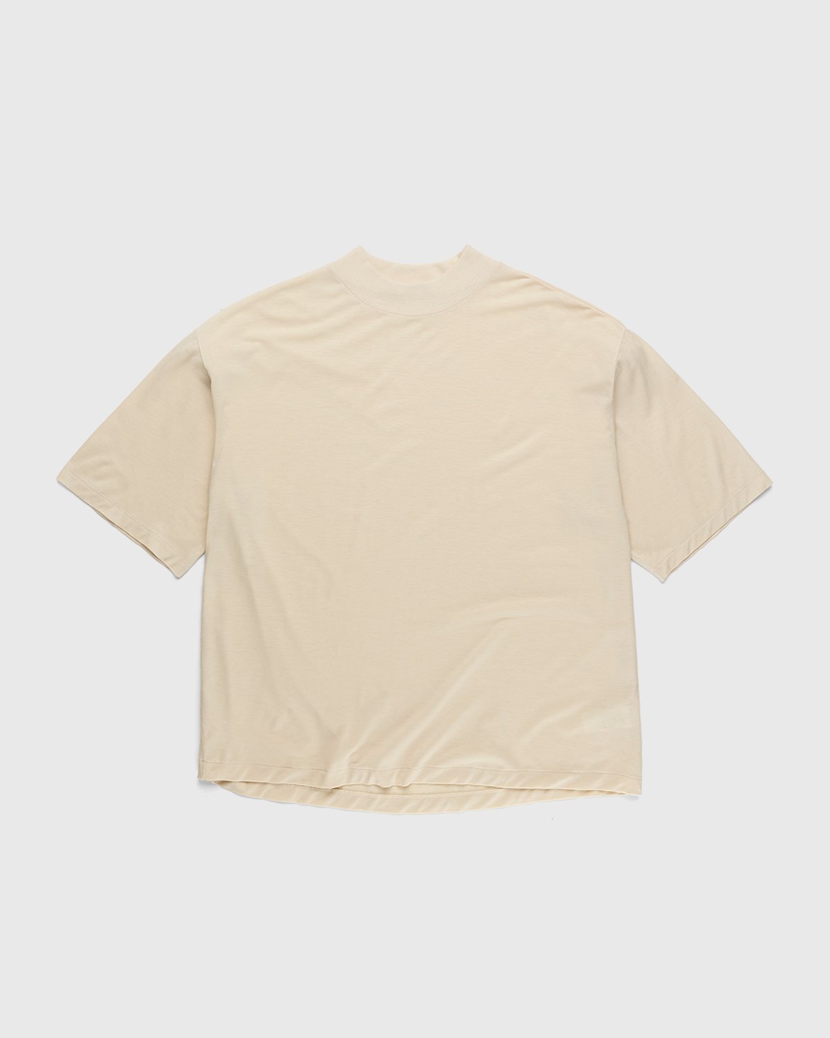 Auralee - Super Soft Wool Jersey Mock Neck T-Shirt Ivory - Clothing - Beige - Image 1