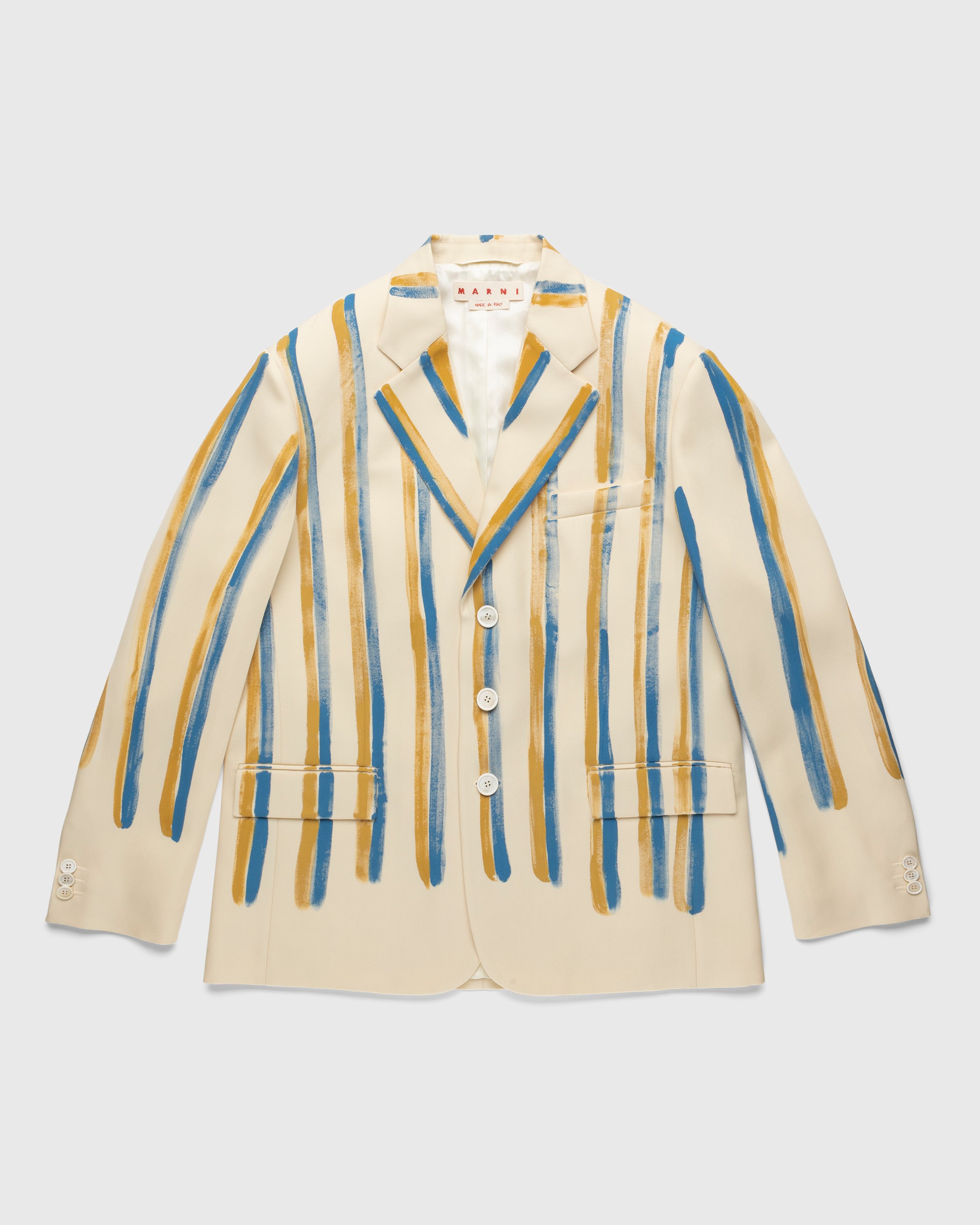 Marni - Watercolor Stripe Wool Blazer Antique White - Clothing - Beige - Image 1