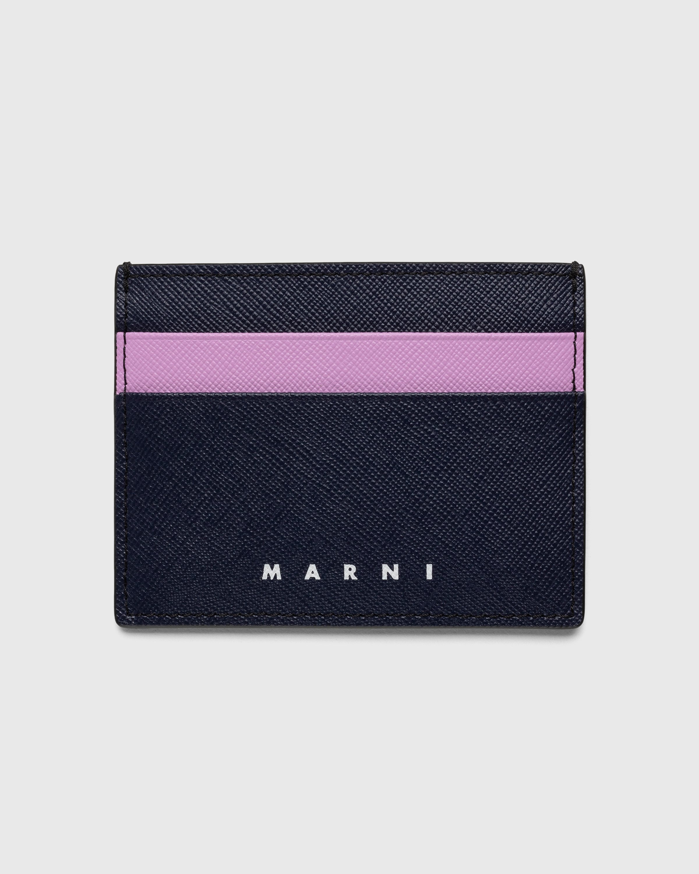 Marni - Leather Card Holder Blue Black/Pink Candy - Accessories - Blublack/Pink Candy - Image 1