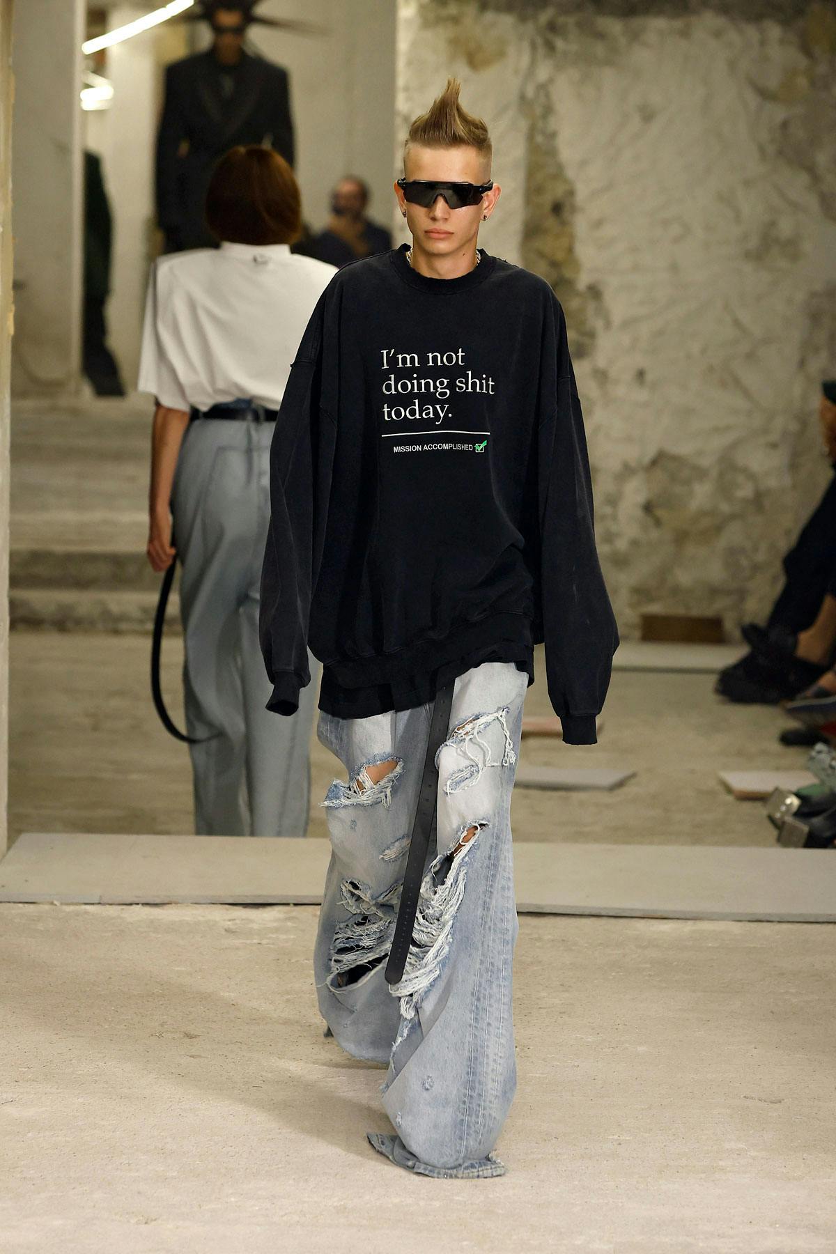 Vetements I'm Not Doing Shit Today Cotton Sweatshirt in Blue