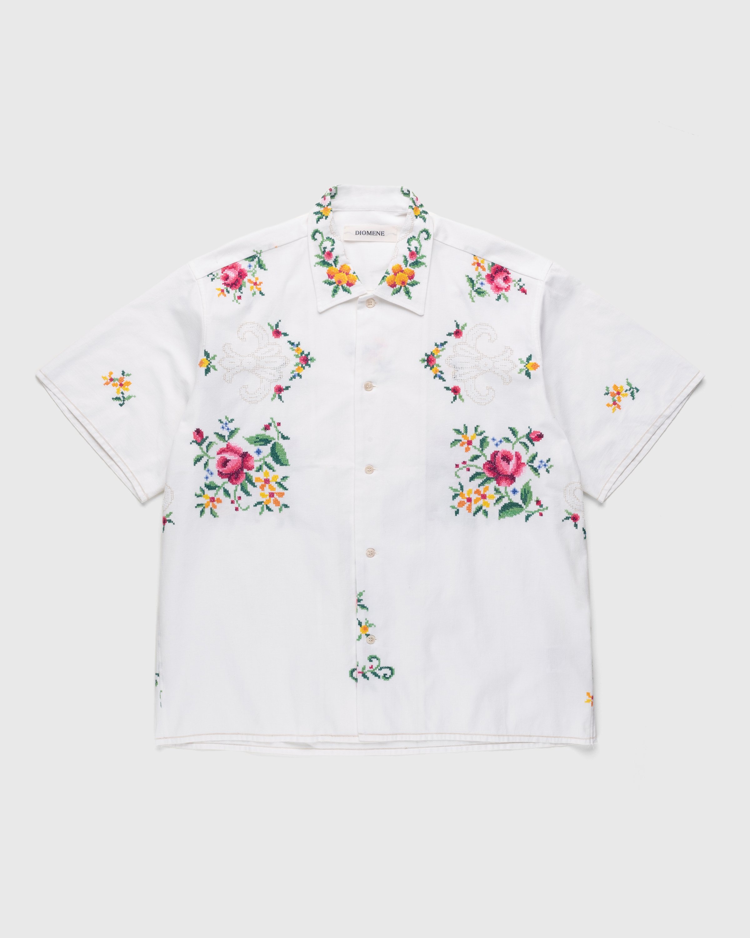 Diomene by Damir Doma - Embroidered Vacation Shirt White/Green - Clothing - White - Image 1