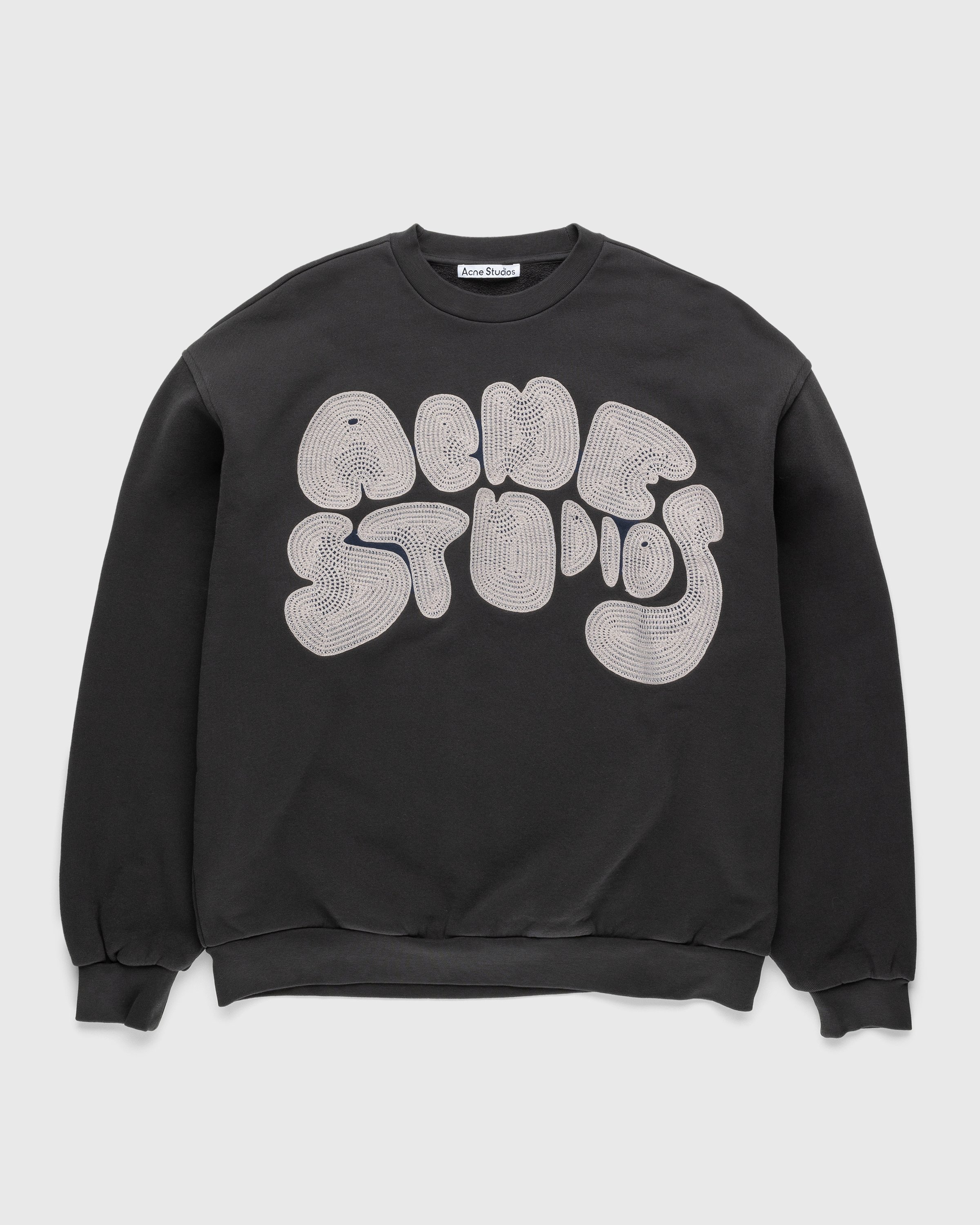 Acne Studios - Bubble Logo Crewneck Sweater Anthracite Grey - Clothing - Black - Image 1