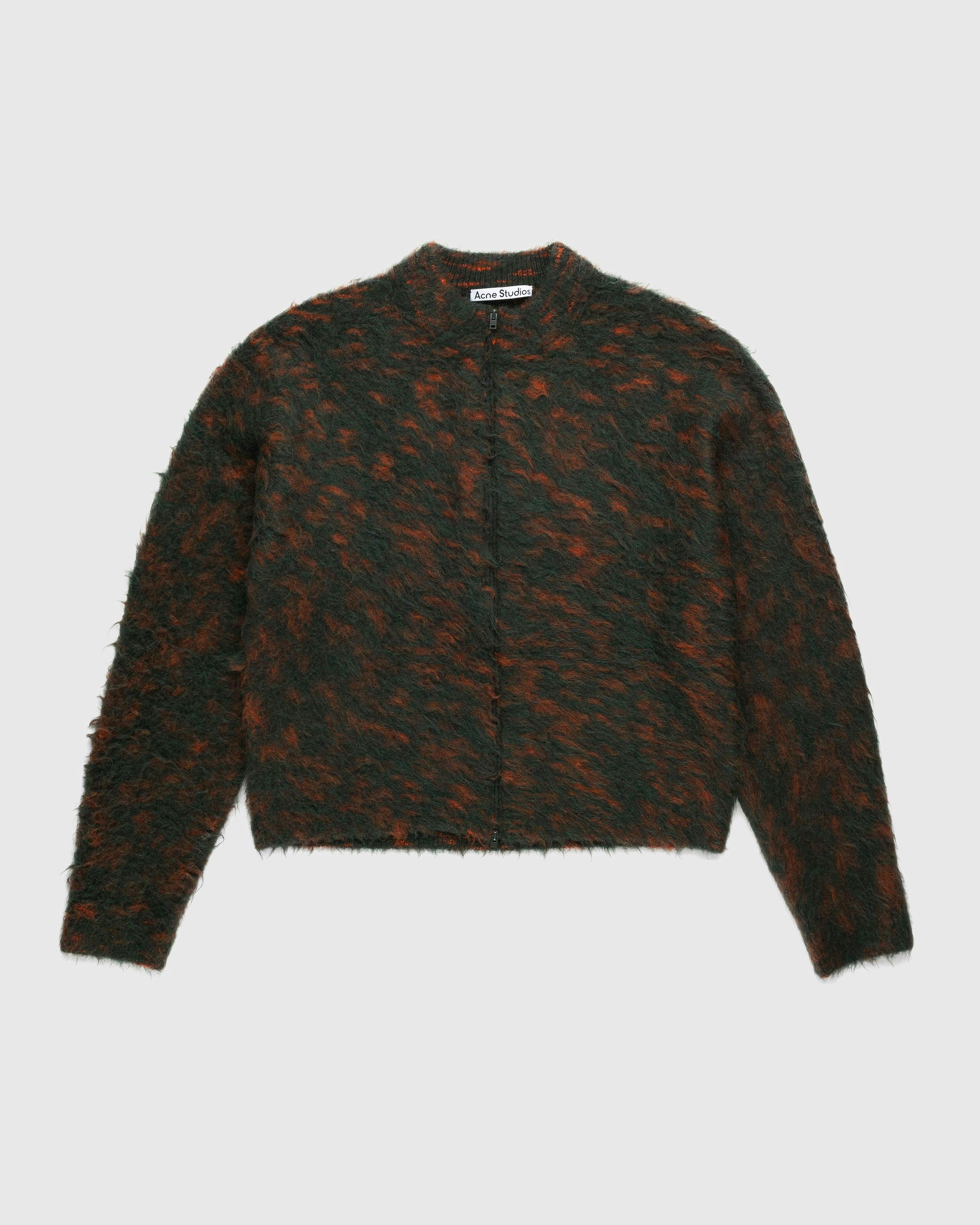 Acne Studios – Hairy Zippered Cardigan Forest Green/Orange