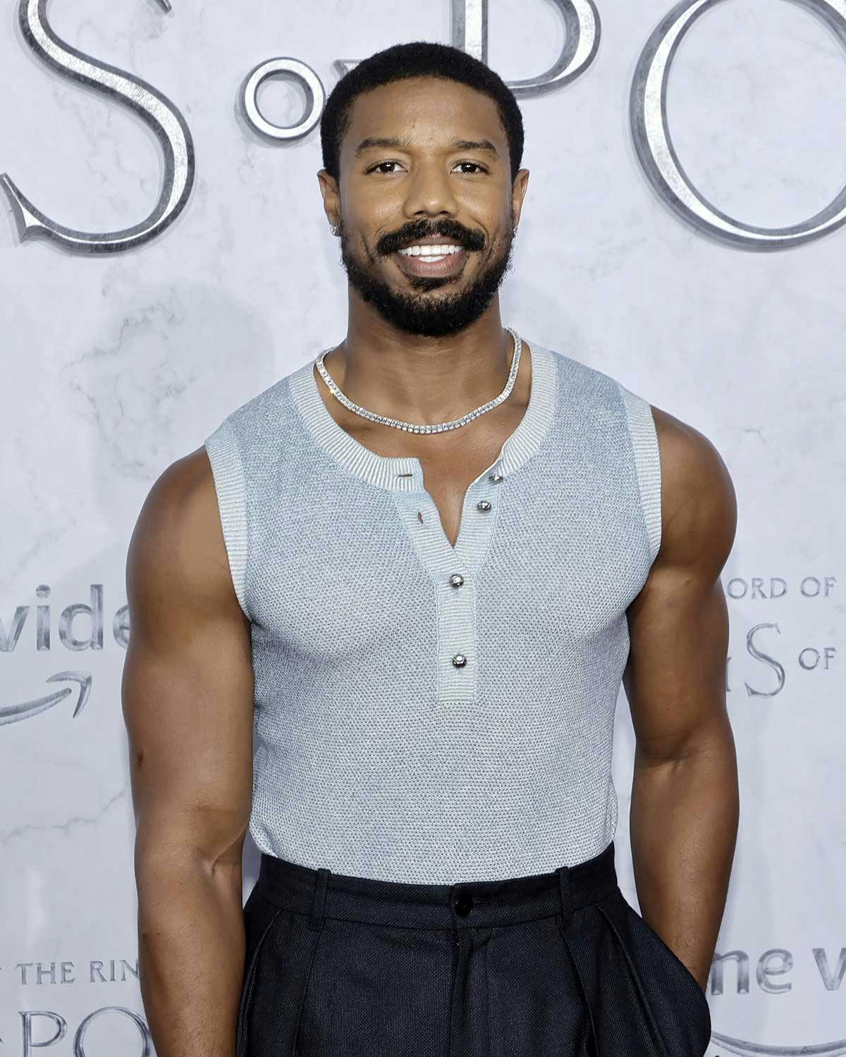 Michael B. Jordan In Gray Tank Top With Hands Together Photo Print (8 x 10)  - Item # MVM04419 