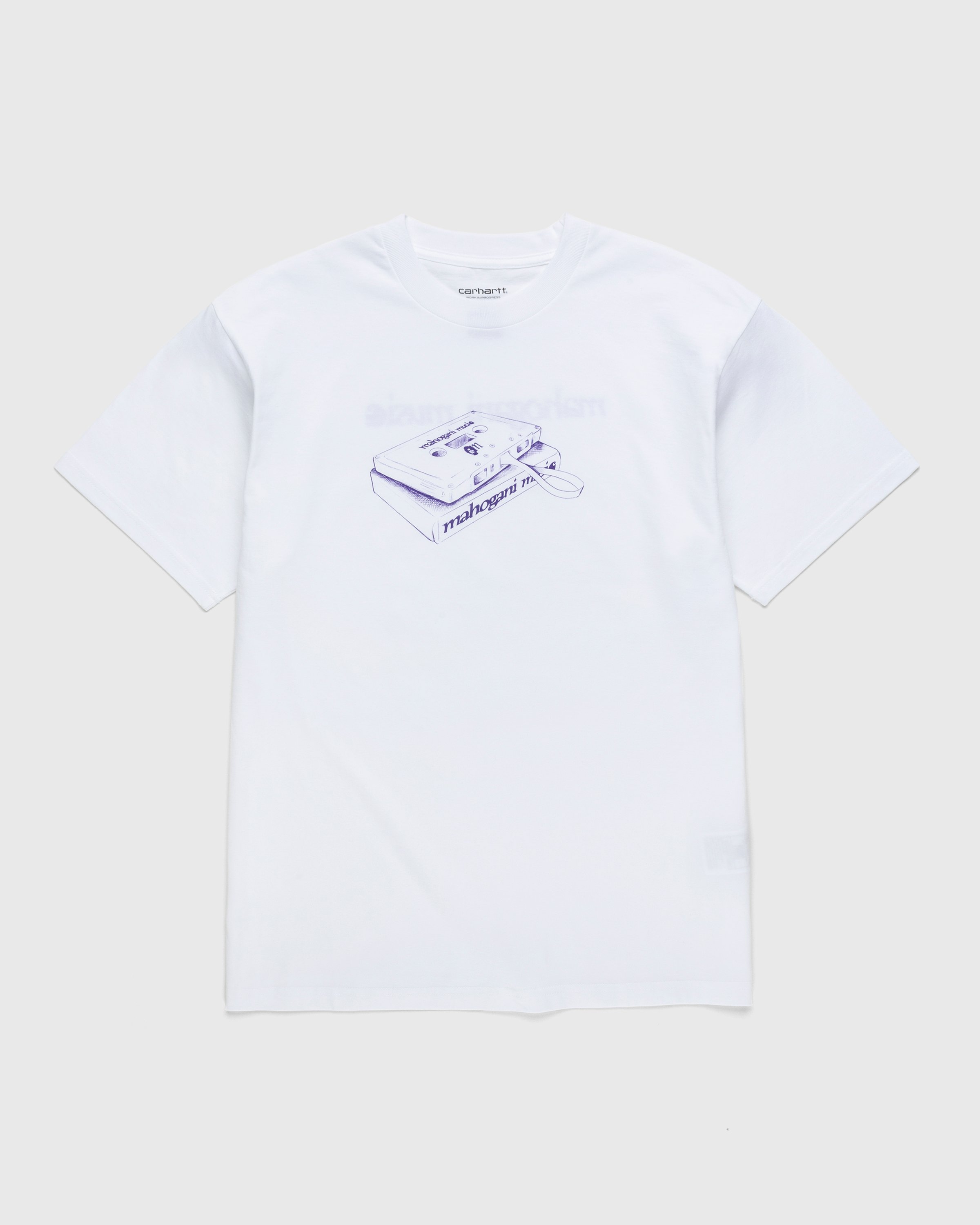 Carhartt WIP - Mahogani Music T-Shirt White/Purple - Clothing - White - Image 1