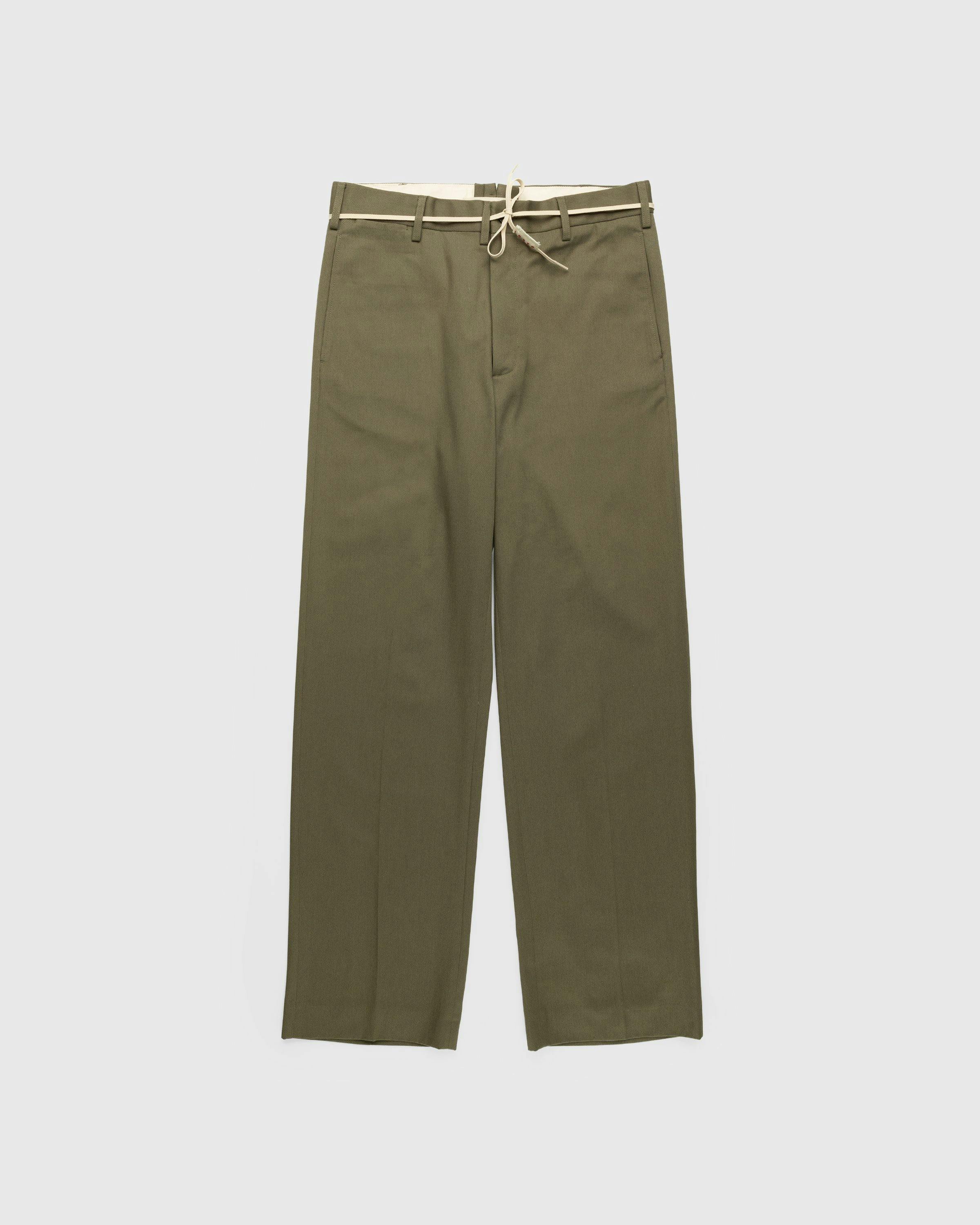 Marni - Gabardine Cotton Cropped Trousers Stone Green - Clothing - Green - Image 1