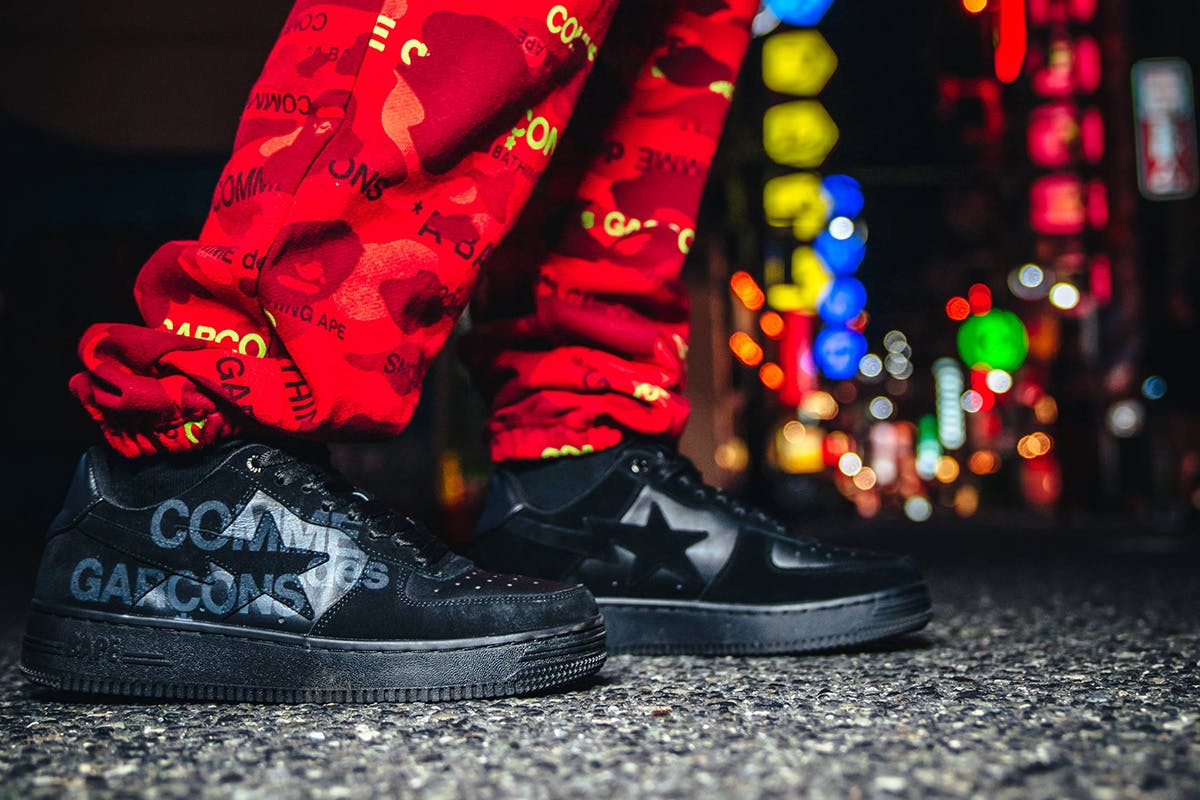 COMME des GARÇONS & BAPE Drop FW22 Clothing, BAPESTA Shoes