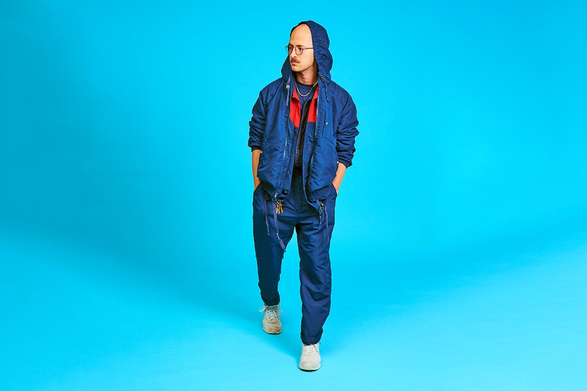 AiE SS20 denim twopiece blue background