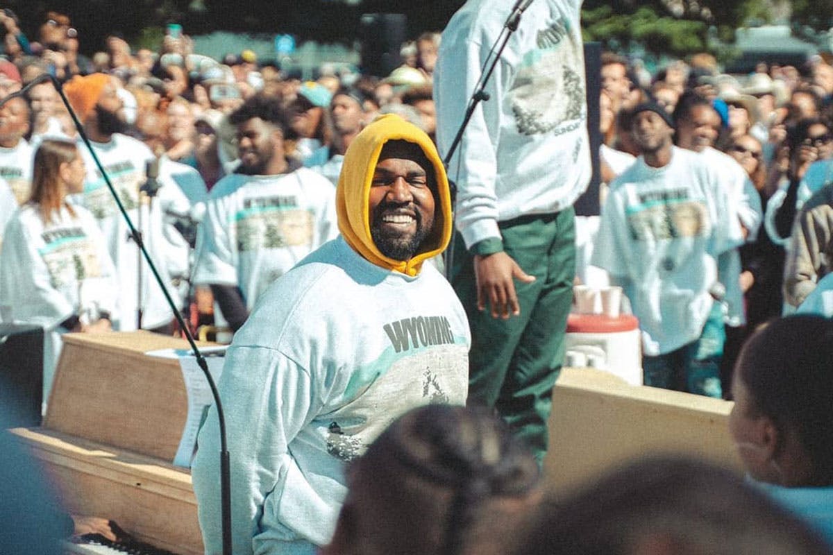 Kanye West Sunday service smiling