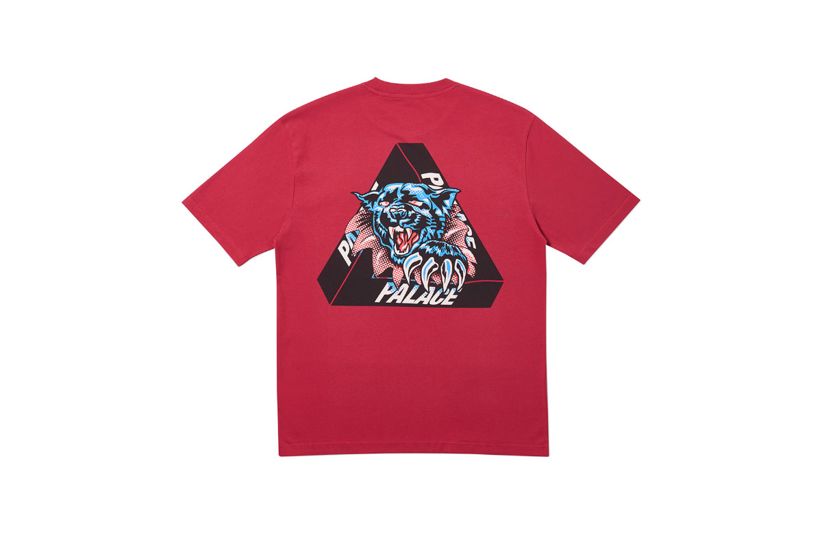 Palace 2019 Autumn T Shirt Ripped dark red back