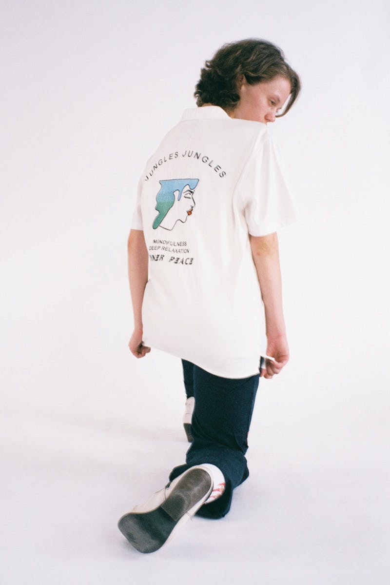 A model wears new pieces from the Jungles Jungles SS20 Collection