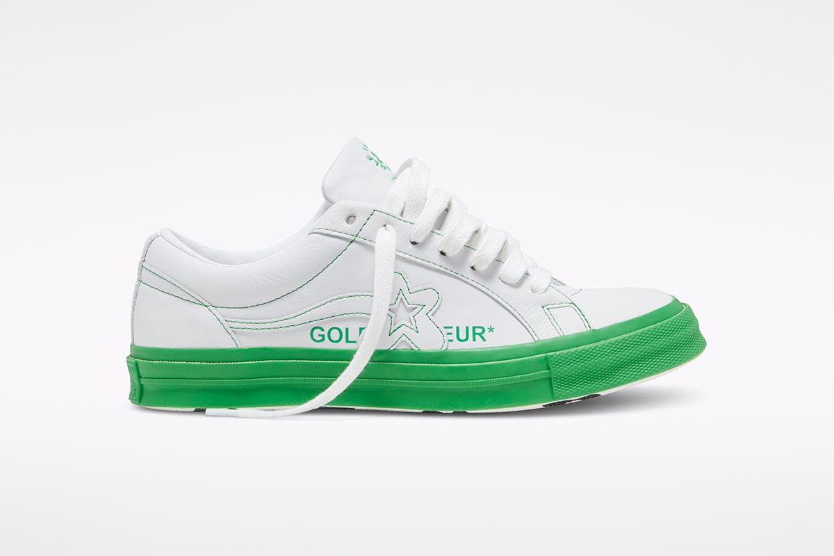 Golf Le Fleur White Leather Low-Top Sneakers with Green Sole Converse x Golf le Fleur Unisex GLF 2.0 Brilliant White  main image 2