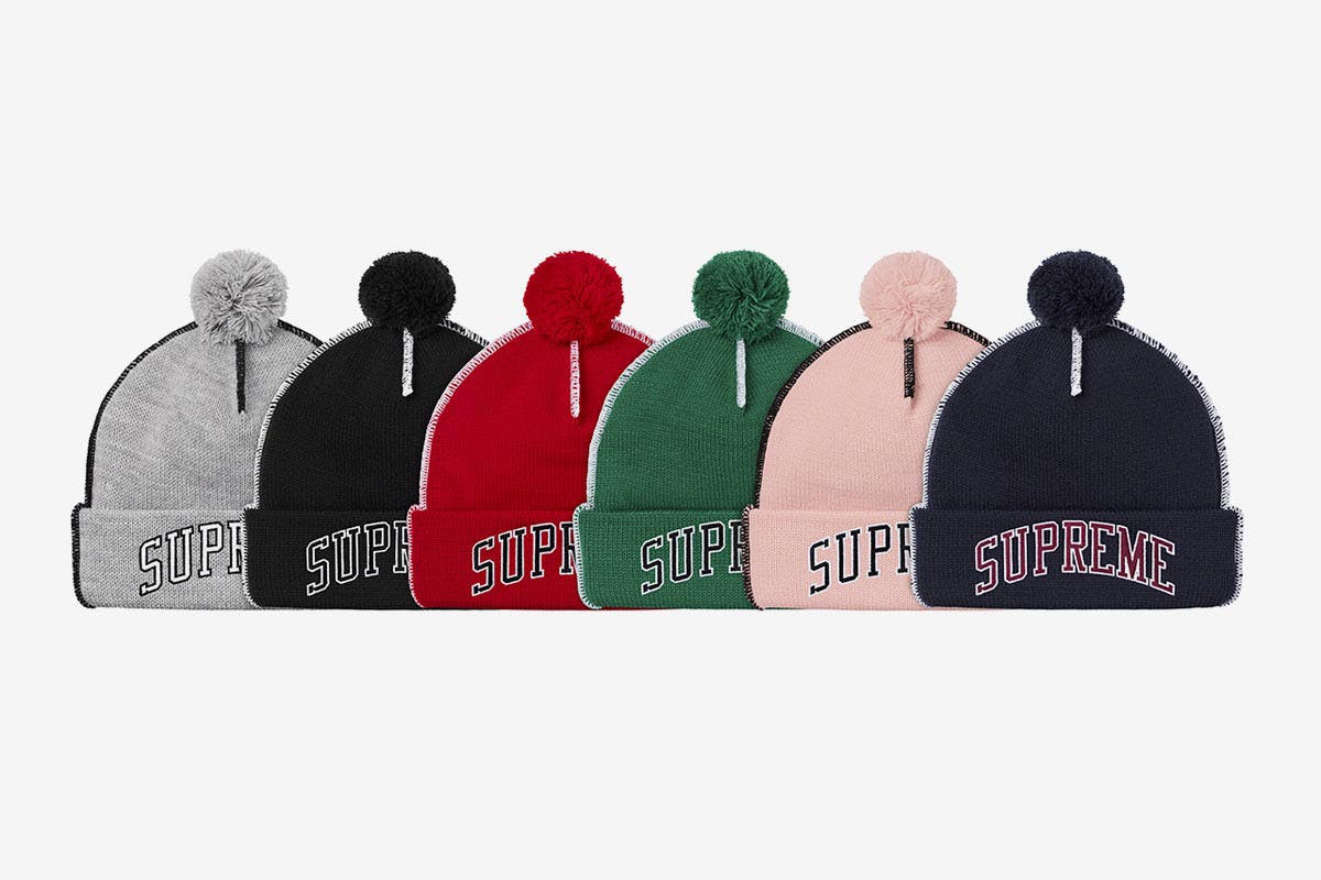 supreme beanie on head