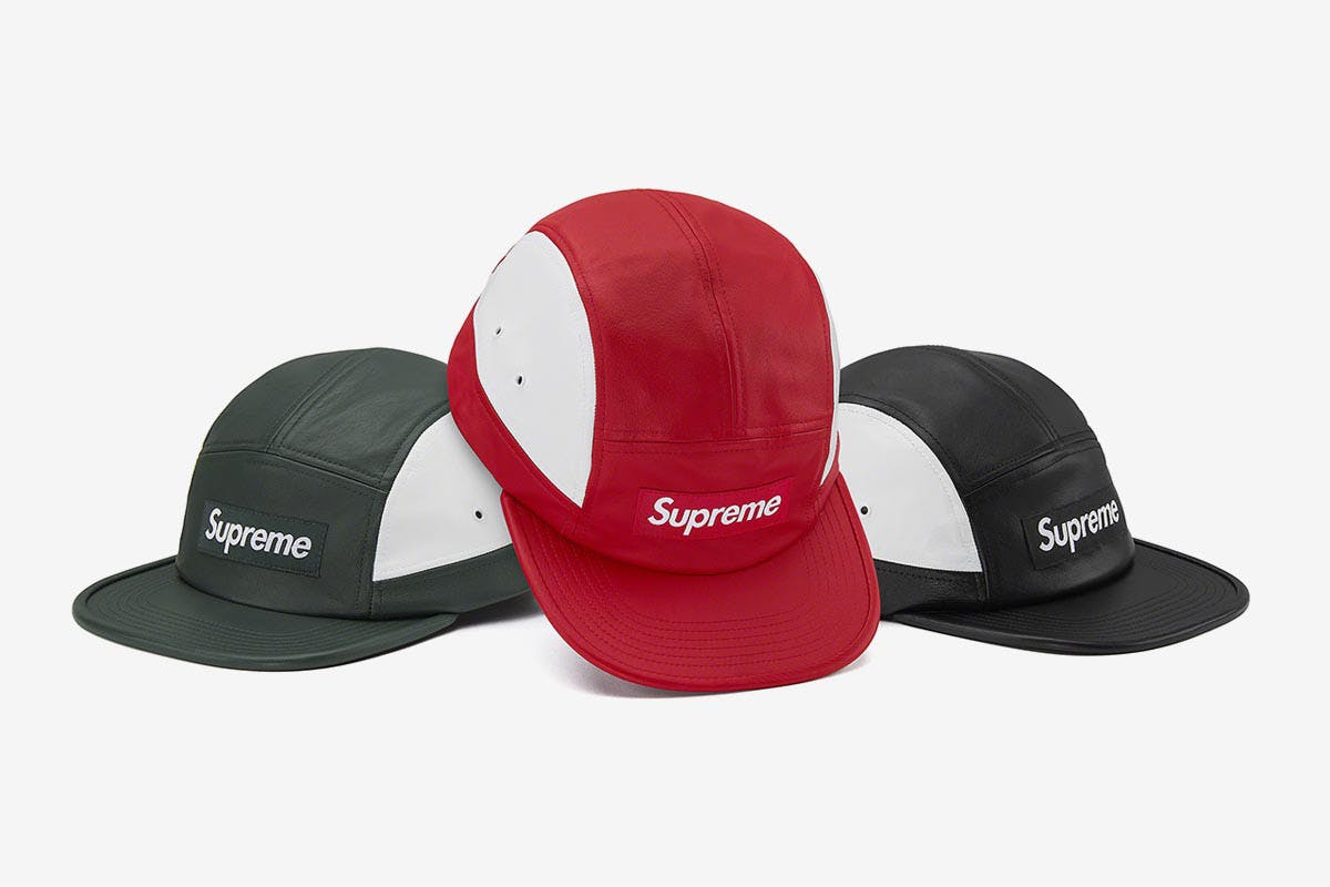 Supreme, Accessories, Supreme Leather Camp Cap Black And White