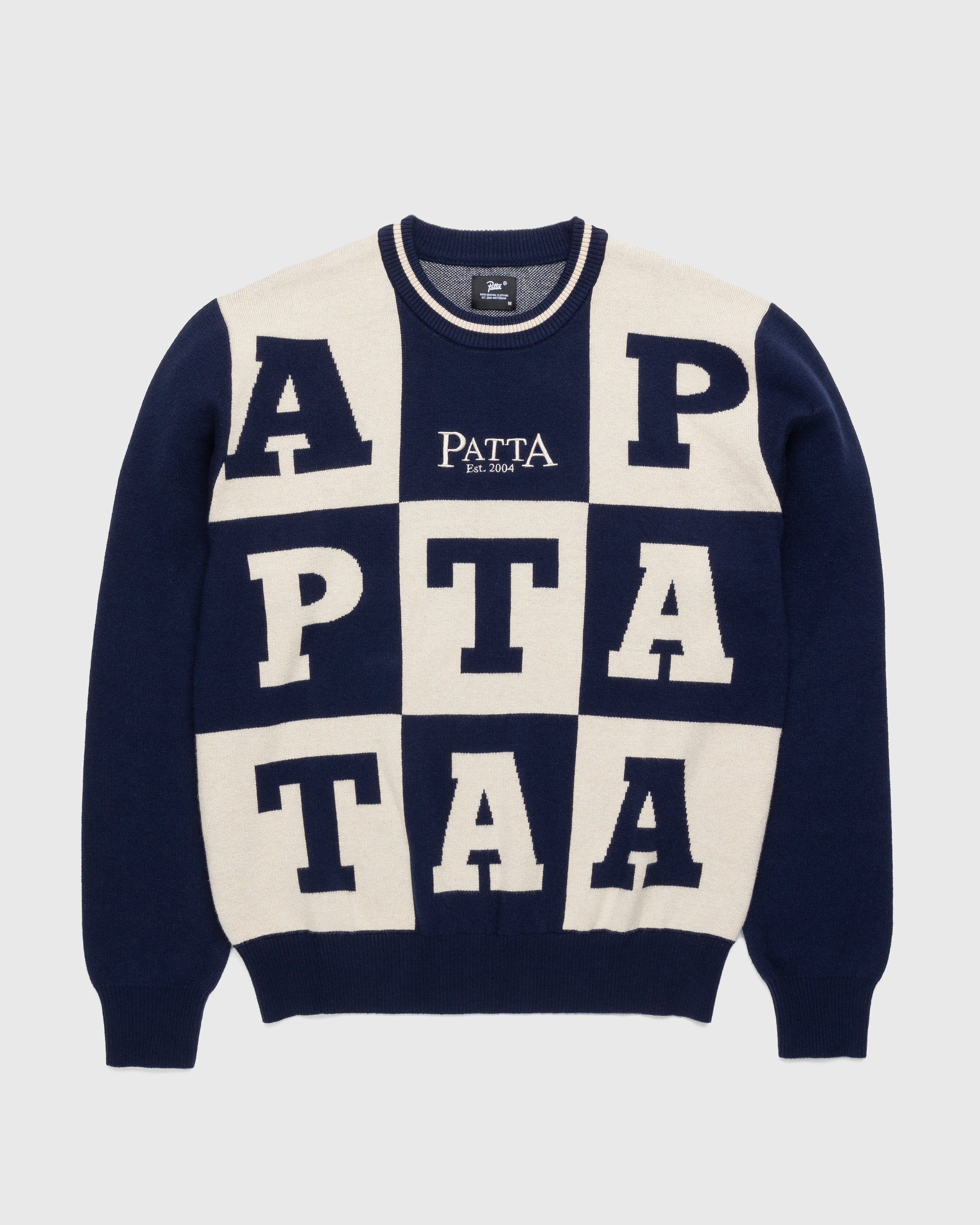 Patta - Alphabet Knitted Sweater Evening Blue/Pale Khaki - Clothing - Green - Image 1