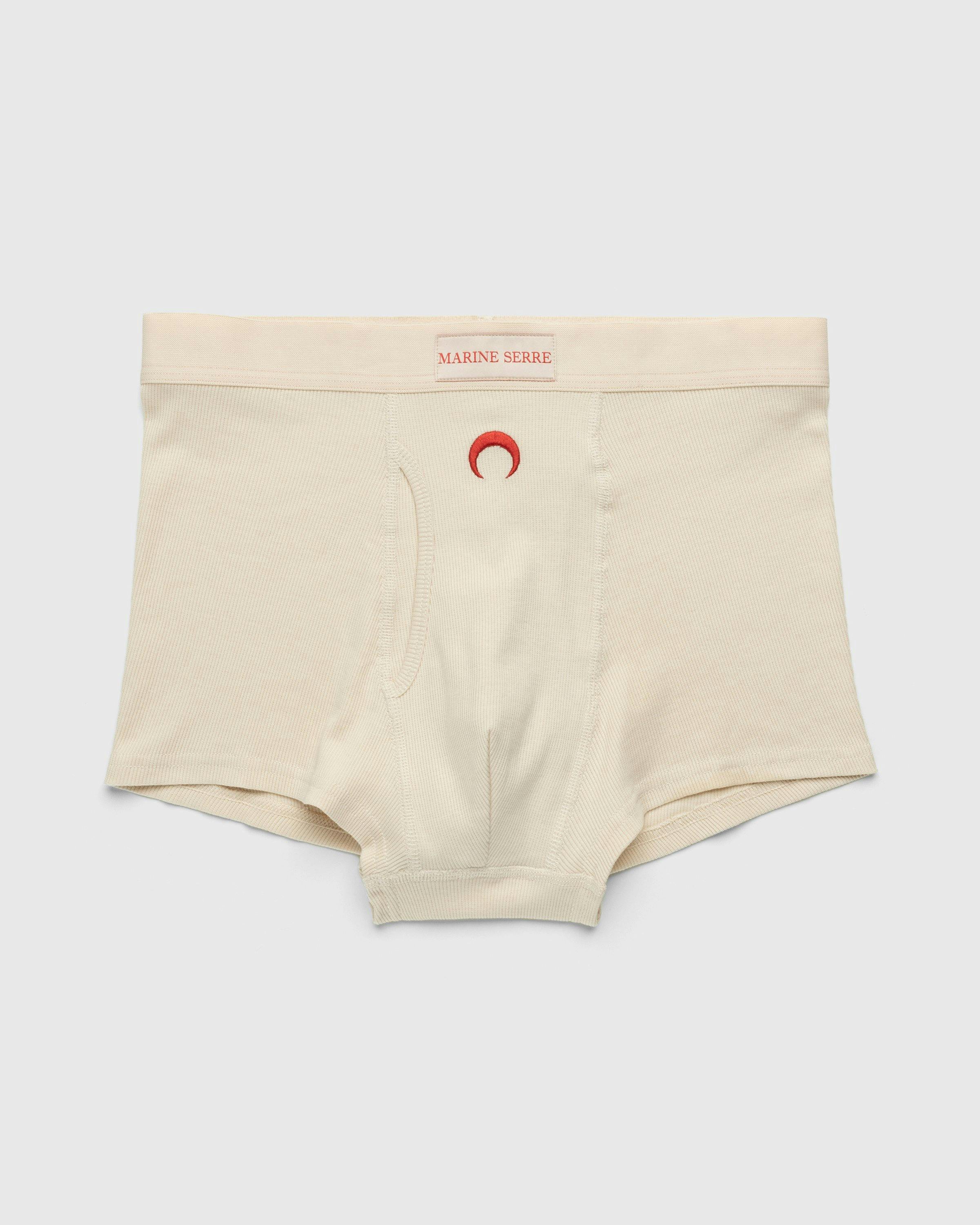 Marine Serre - Organic Cotton Ribbed Boxers Beige - Clothing - Beige - Image 1