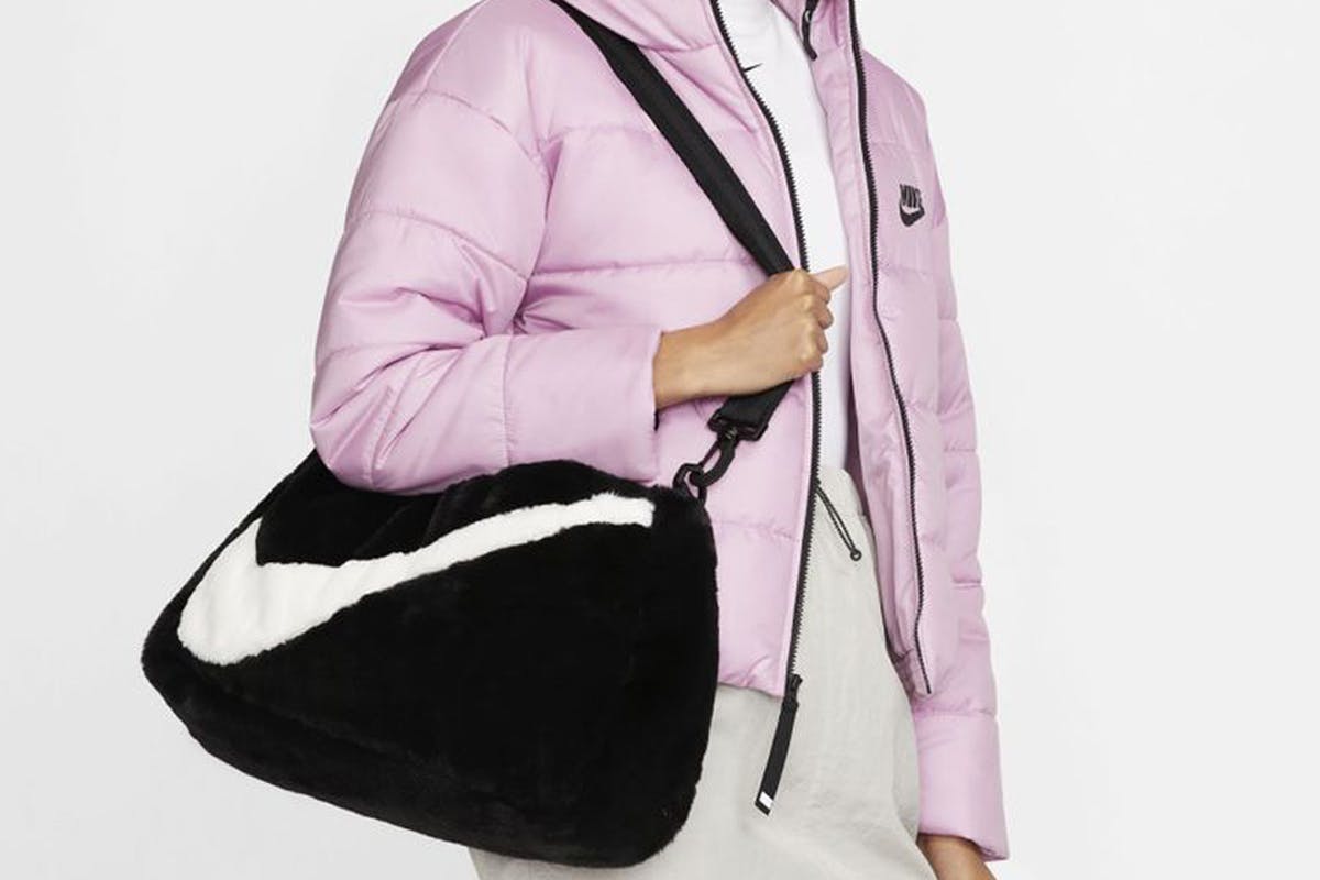 Nike Turns Its Big Swoosh Fur Jacket Into a Tote Bag