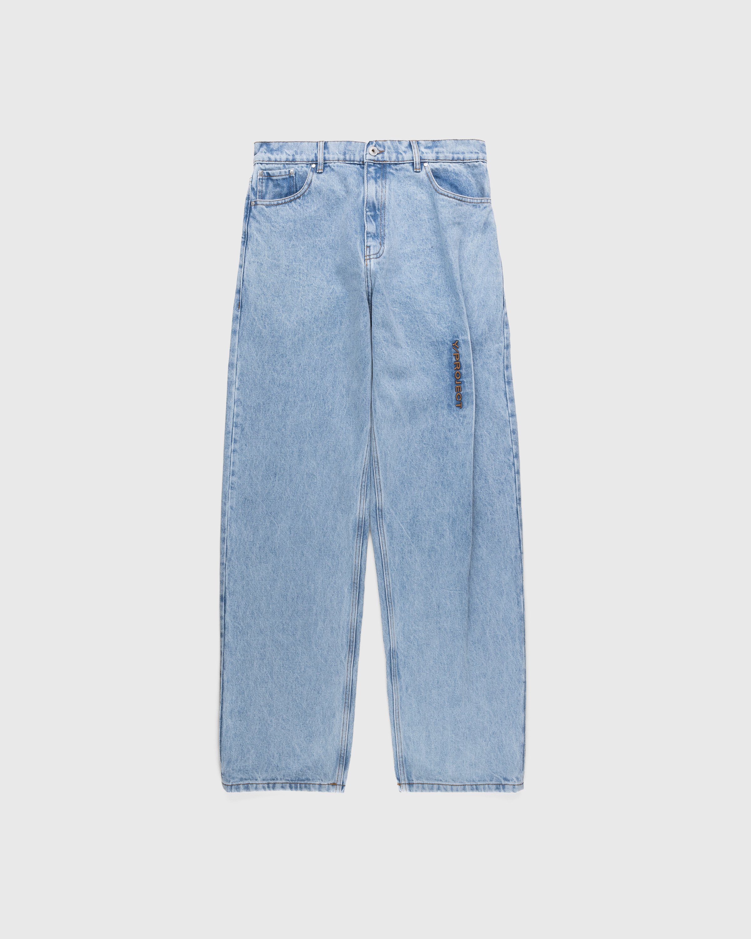 Y/Project - Pinched Logo Jeans Blue - Clothing - Blue - Image 1