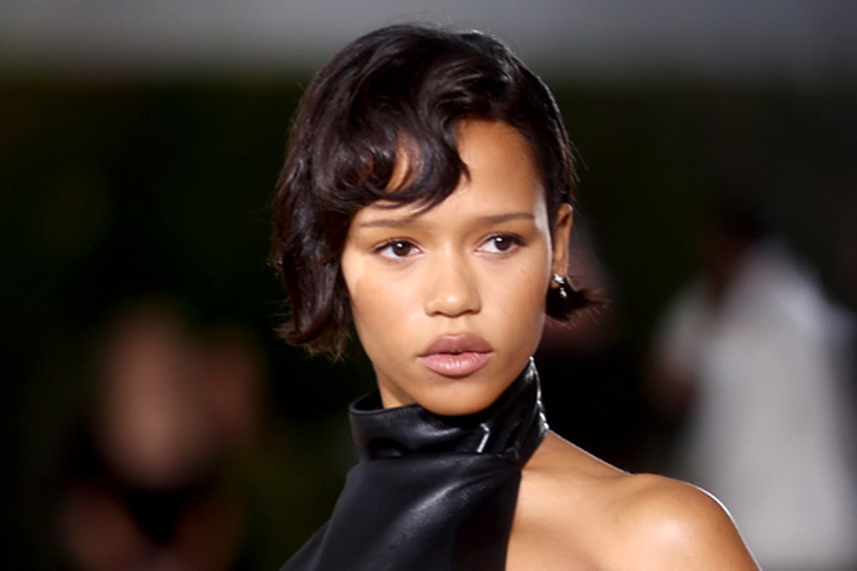 Taylor Russell Dons Black Leather Dress to Academy Museum Gala