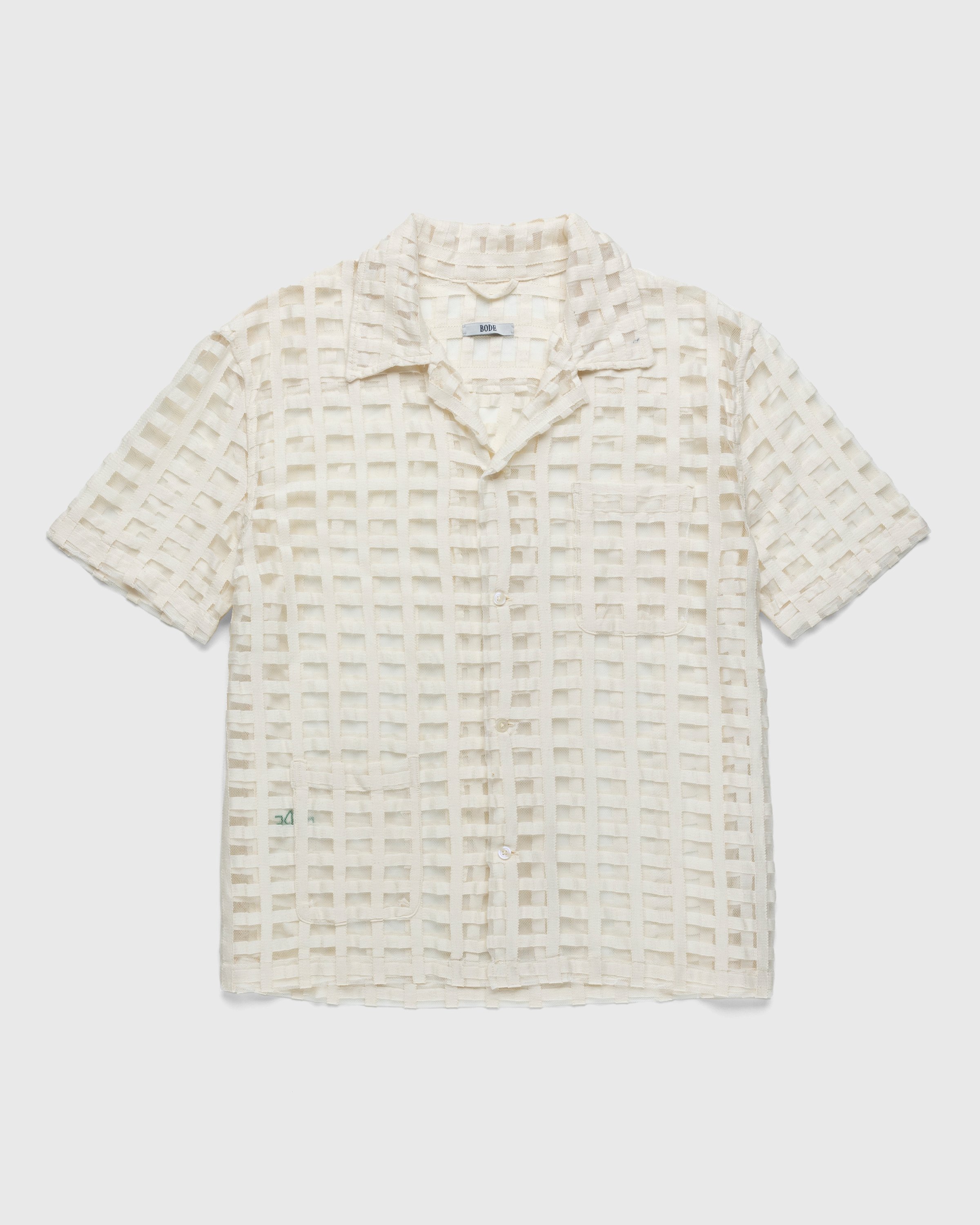 Bode - Mesh Grid Short-Sleeve Shirt Beige - Clothing - Beige - Image 1
