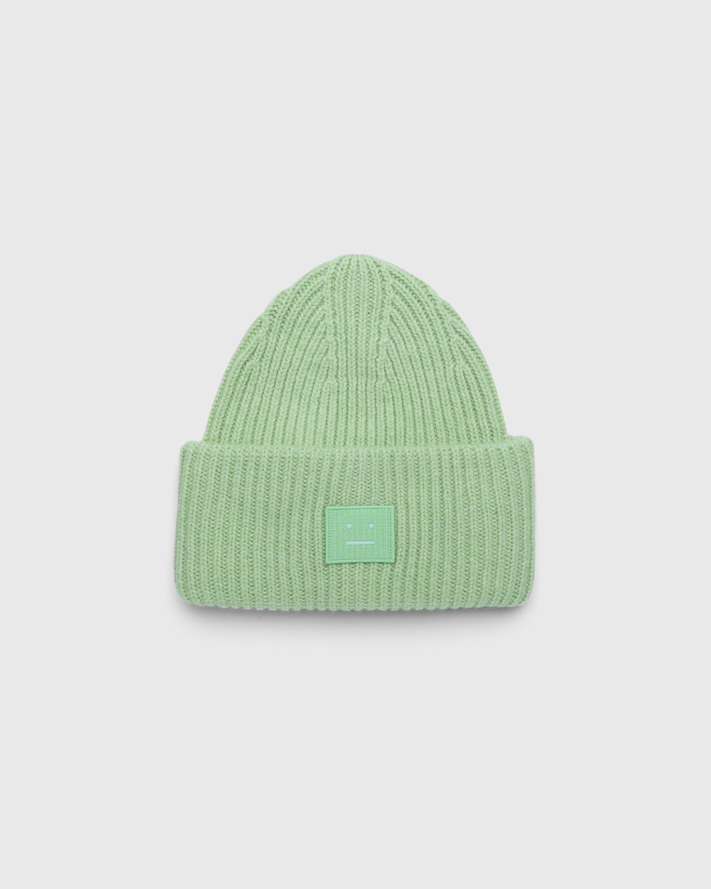 Acne Studios - Knit Face Patch Beanie Pale Green - Accessories - Green - Image 1