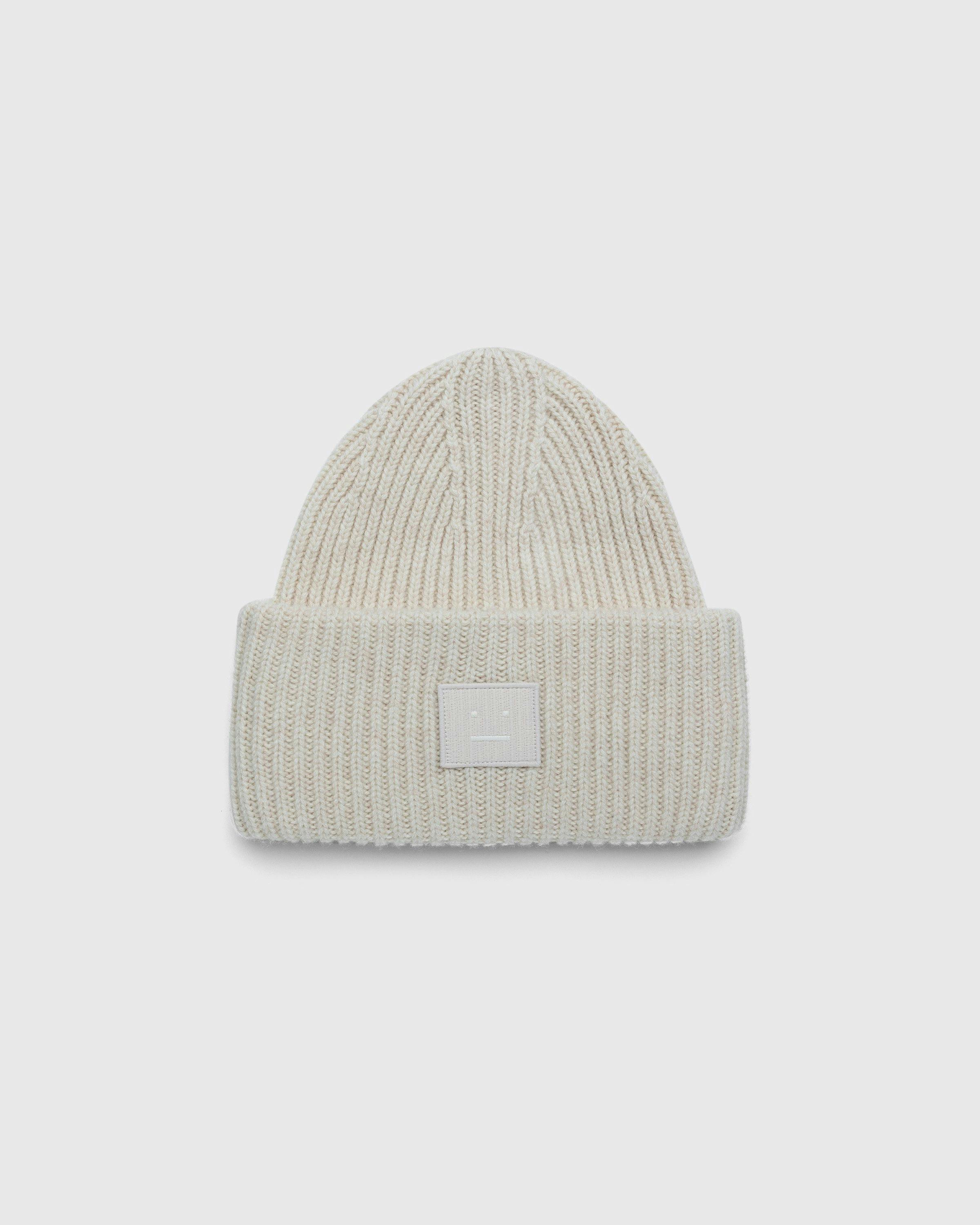 Acne Studios - Knit Face Patch Beanie Oatmeal Melange - Accessories - Beige - Image 1