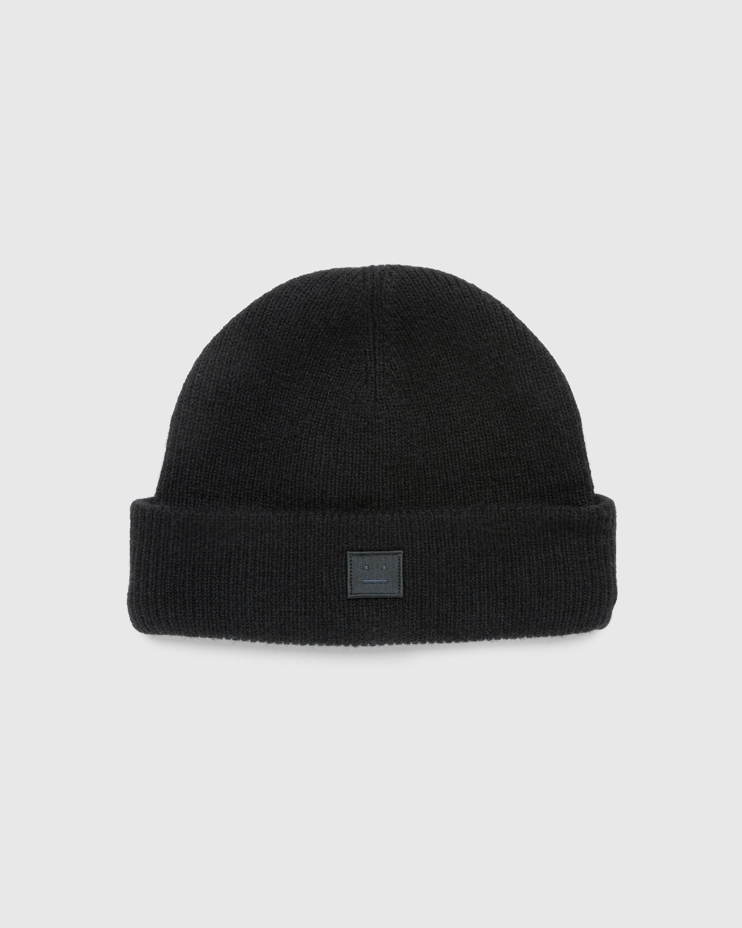 Acne Studios - Small Face Logo Beanie Black - Accessories - Black - Image 1