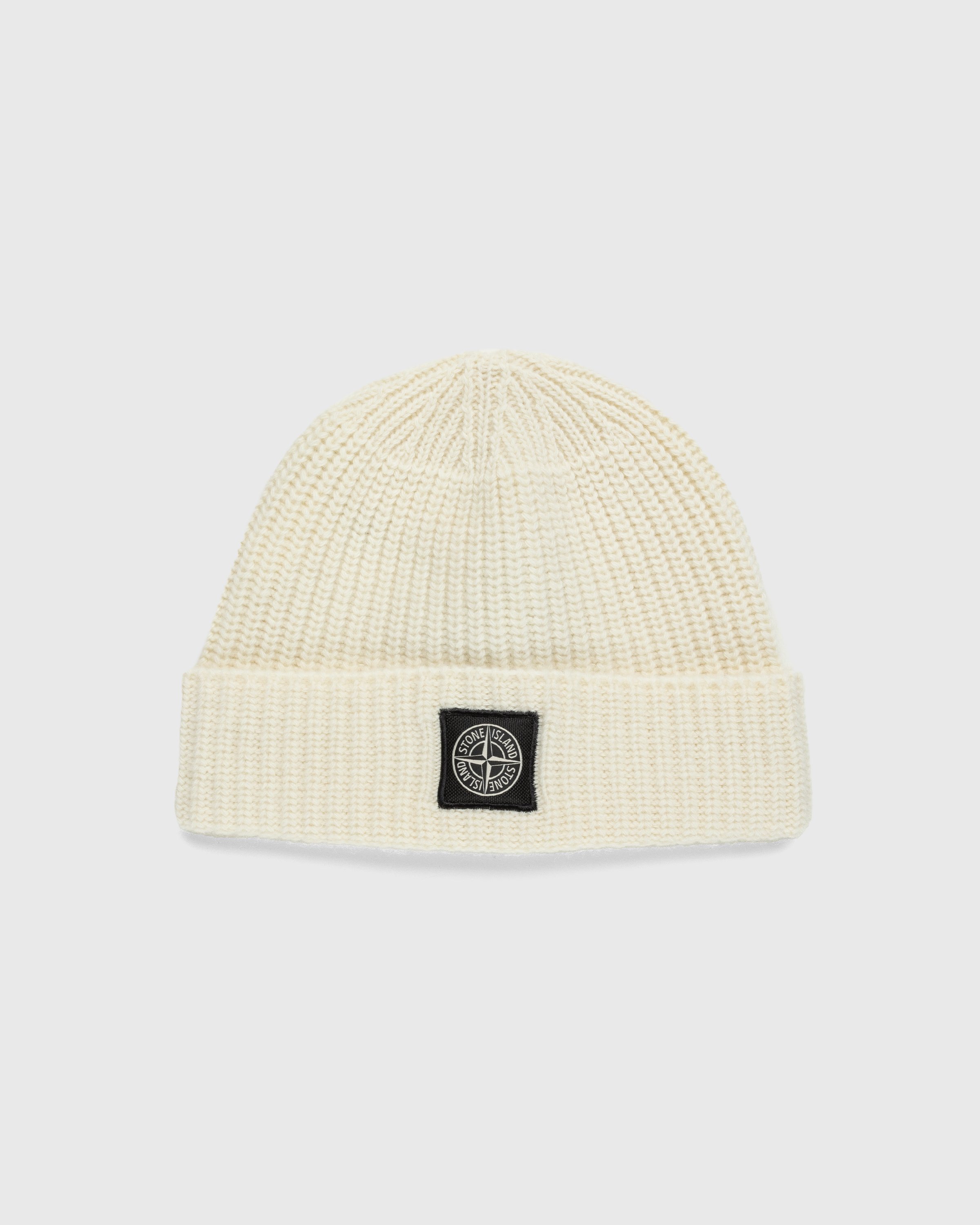 Stone Island - Ribbed Wool Beanie Natural - Accessories - Beige - Image 1