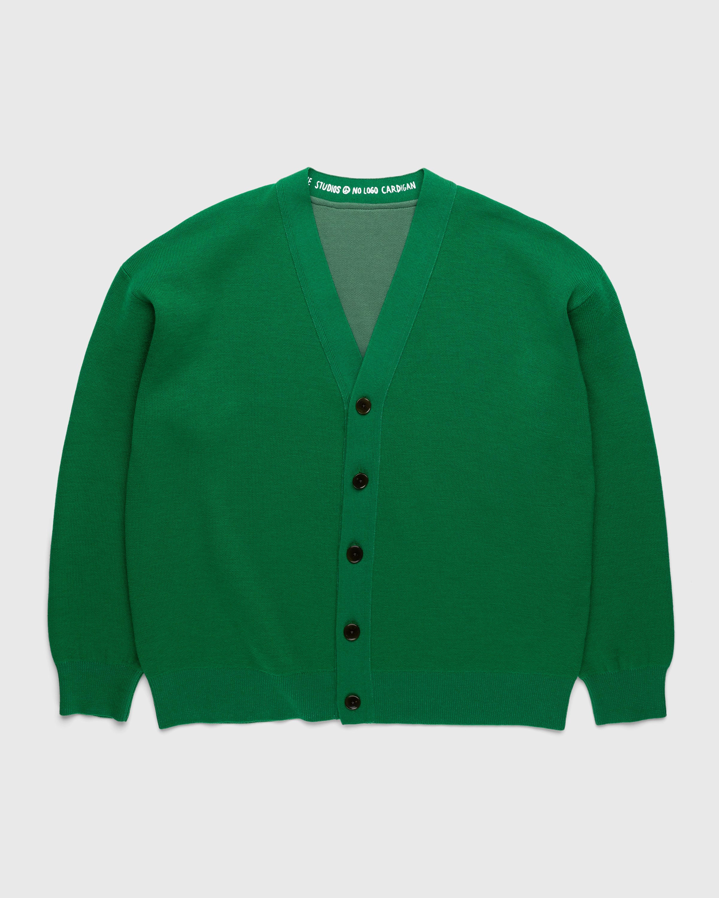 Acne Studios - Wool Blend V-Neck Cardigan Sweater Electric Green - Clothing - Green - Image 1
