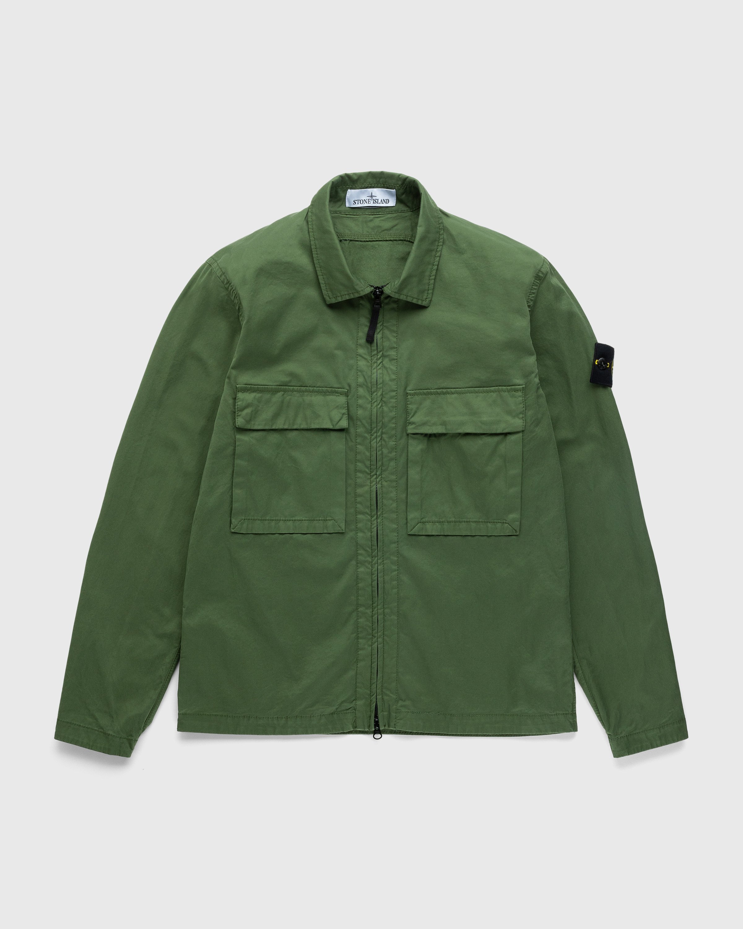 Stone Island - Garment-Dyed Cotton Overshirt Olive - Clothing - Green - Image 1