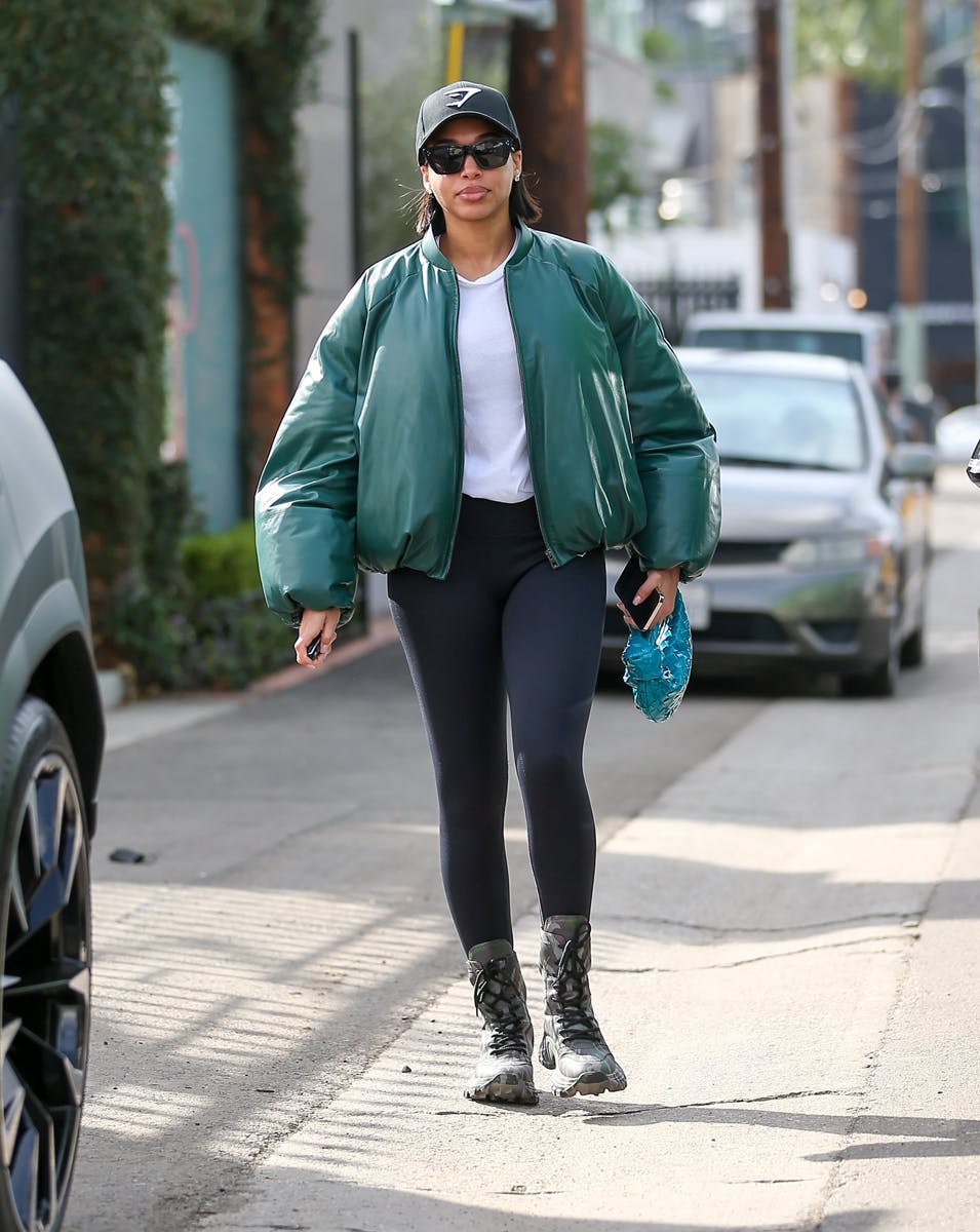 Lori Harvey Slips on Louis Vuitton Shearling Mules for Pilates