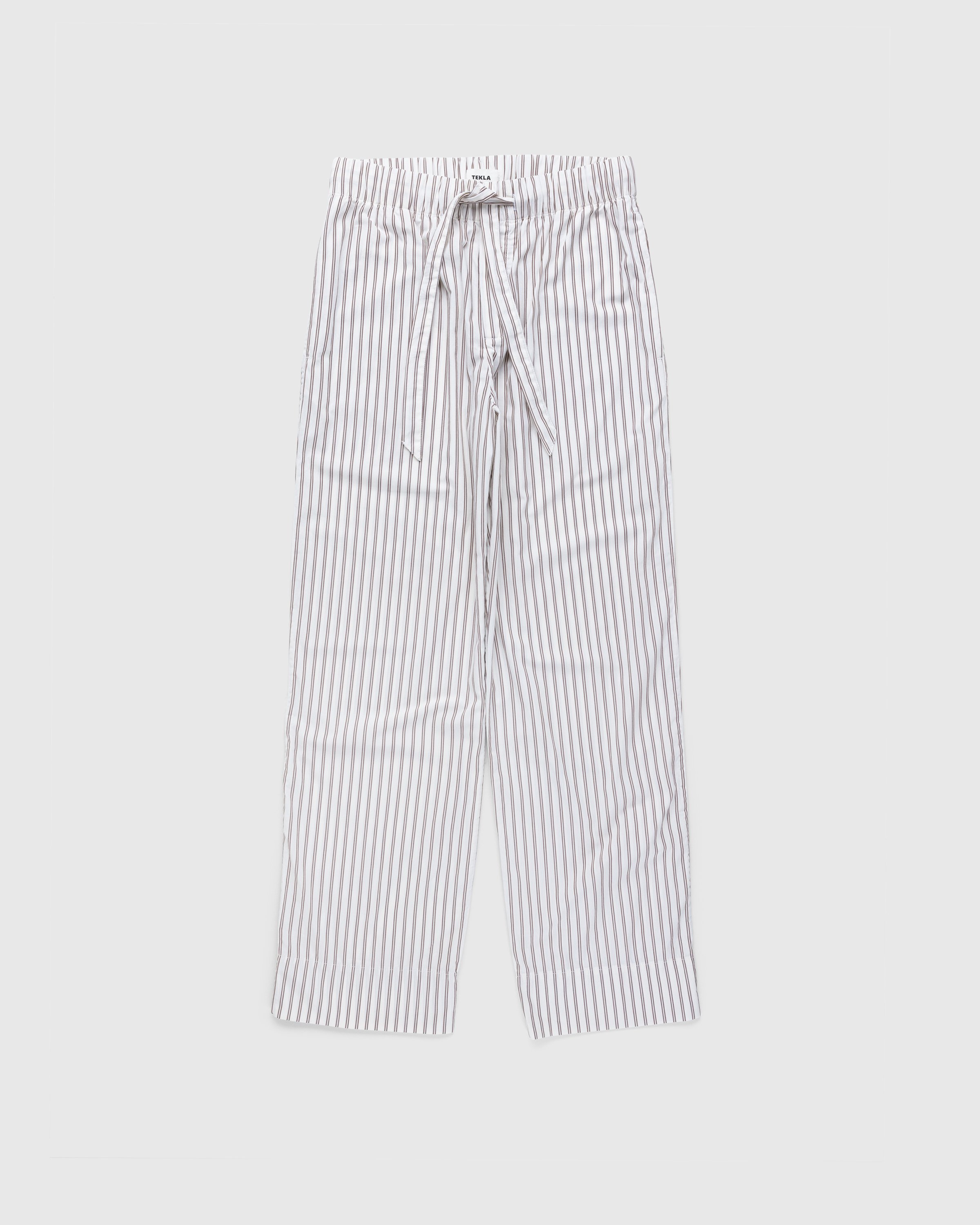 Tekla - Cotton Poplin Pyjamas Pants Hopper Stripes - Clothing - Beige - Image 1