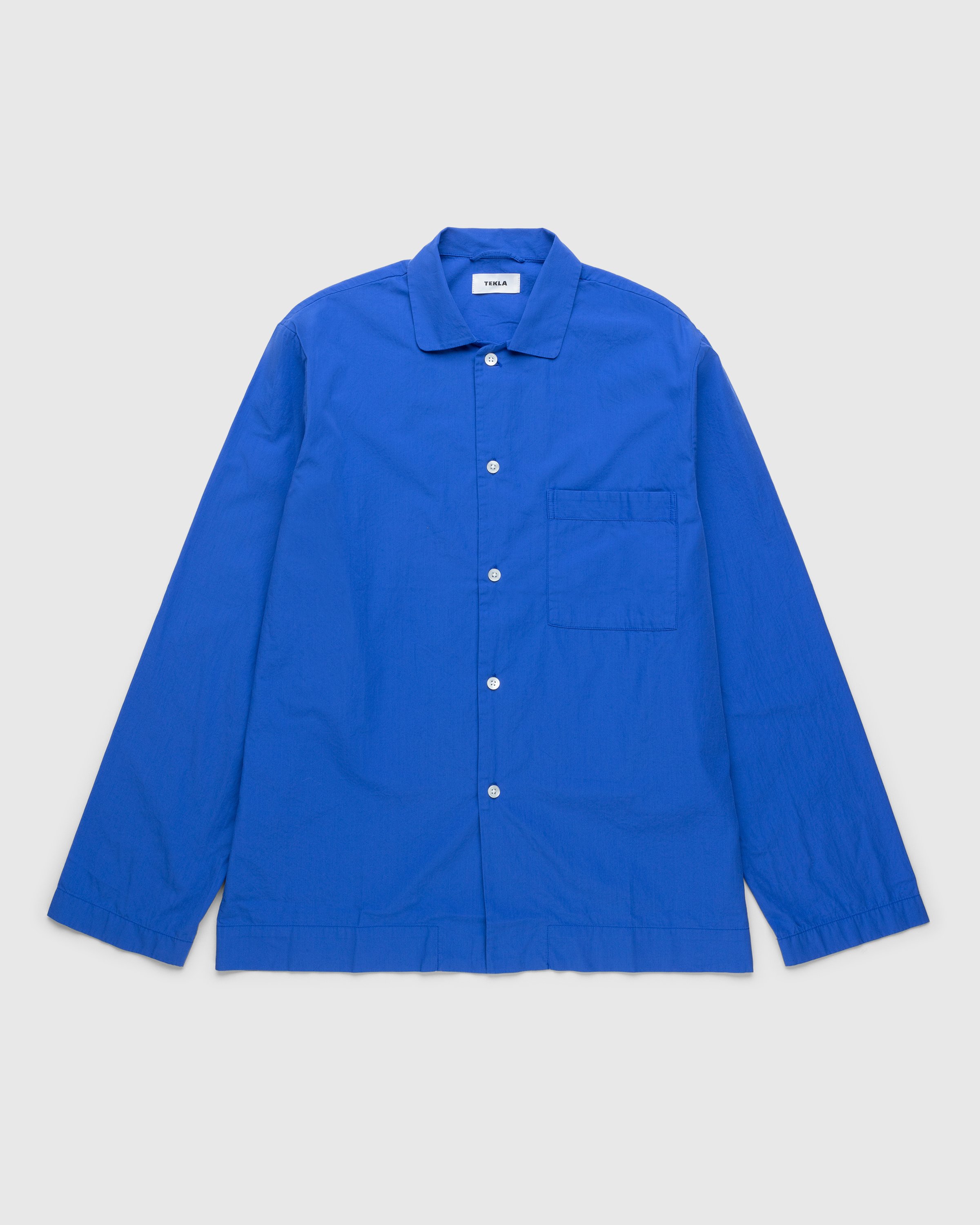Tekla - Cotton Poplin Pyjamas Shirt Royal Blue - Clothing - Blue - Image 1
