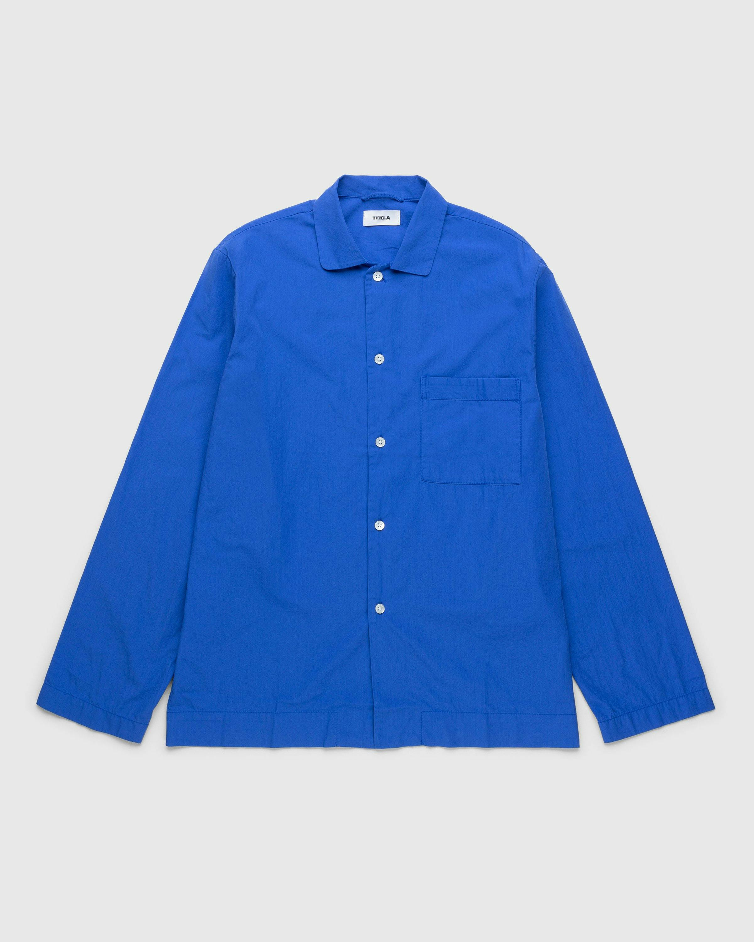 Tekla - Cotton Poplin Pyjamas Shirt Royal Blue - Clothing - Blue - Image 1