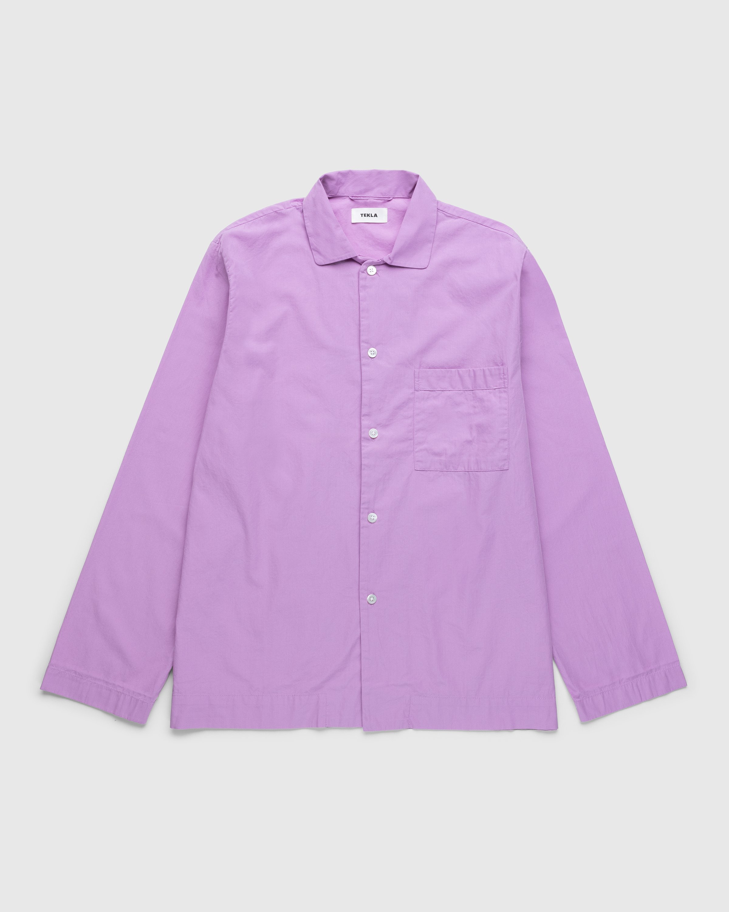 Tekla - Cotton Poplin Pyjamas Shirt Purple Pink - Clothing - Pink - Image 1