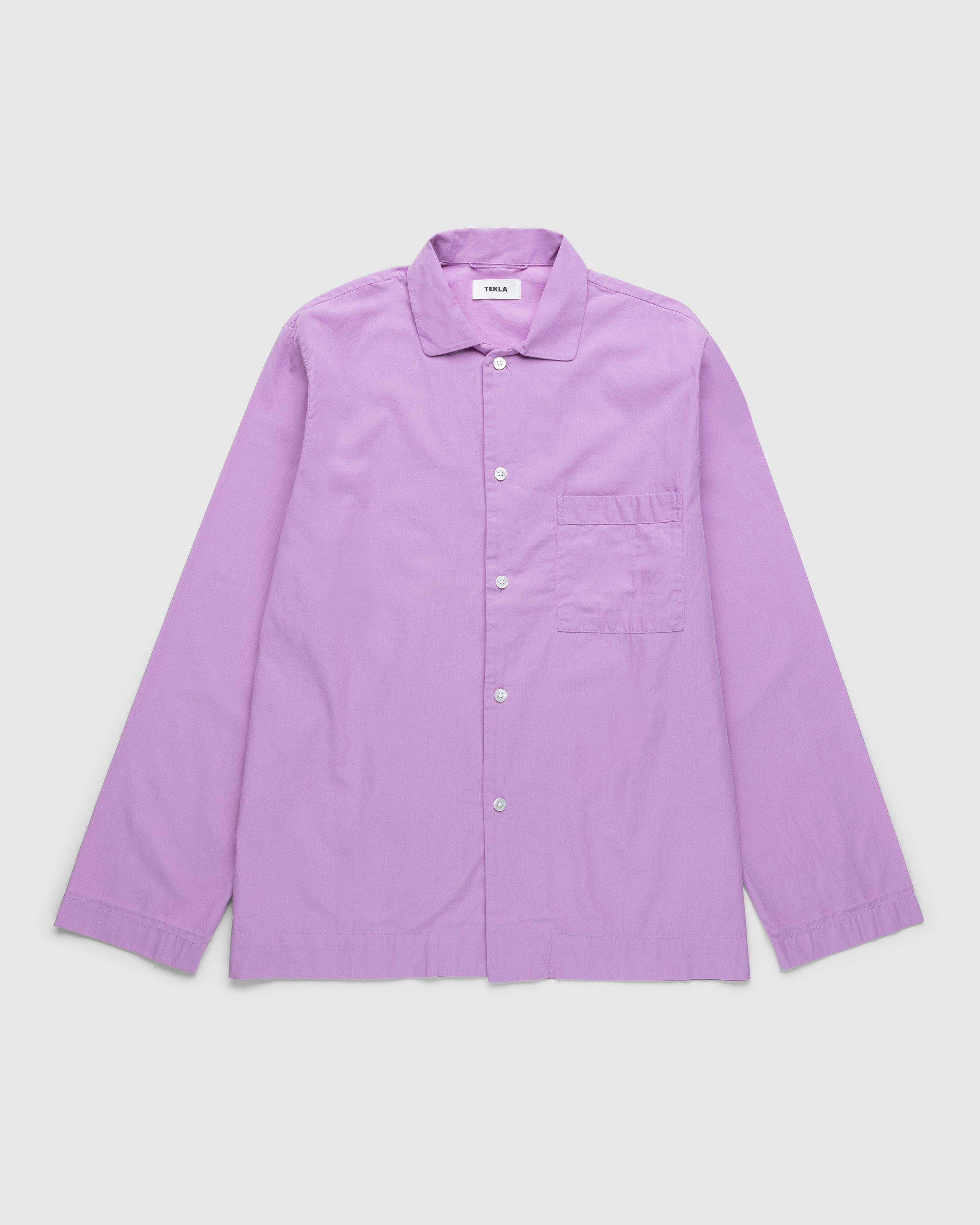 Tekla - Cotton Poplin Pyjamas Shirt Purple Pink - Clothing - Pink - Image 1