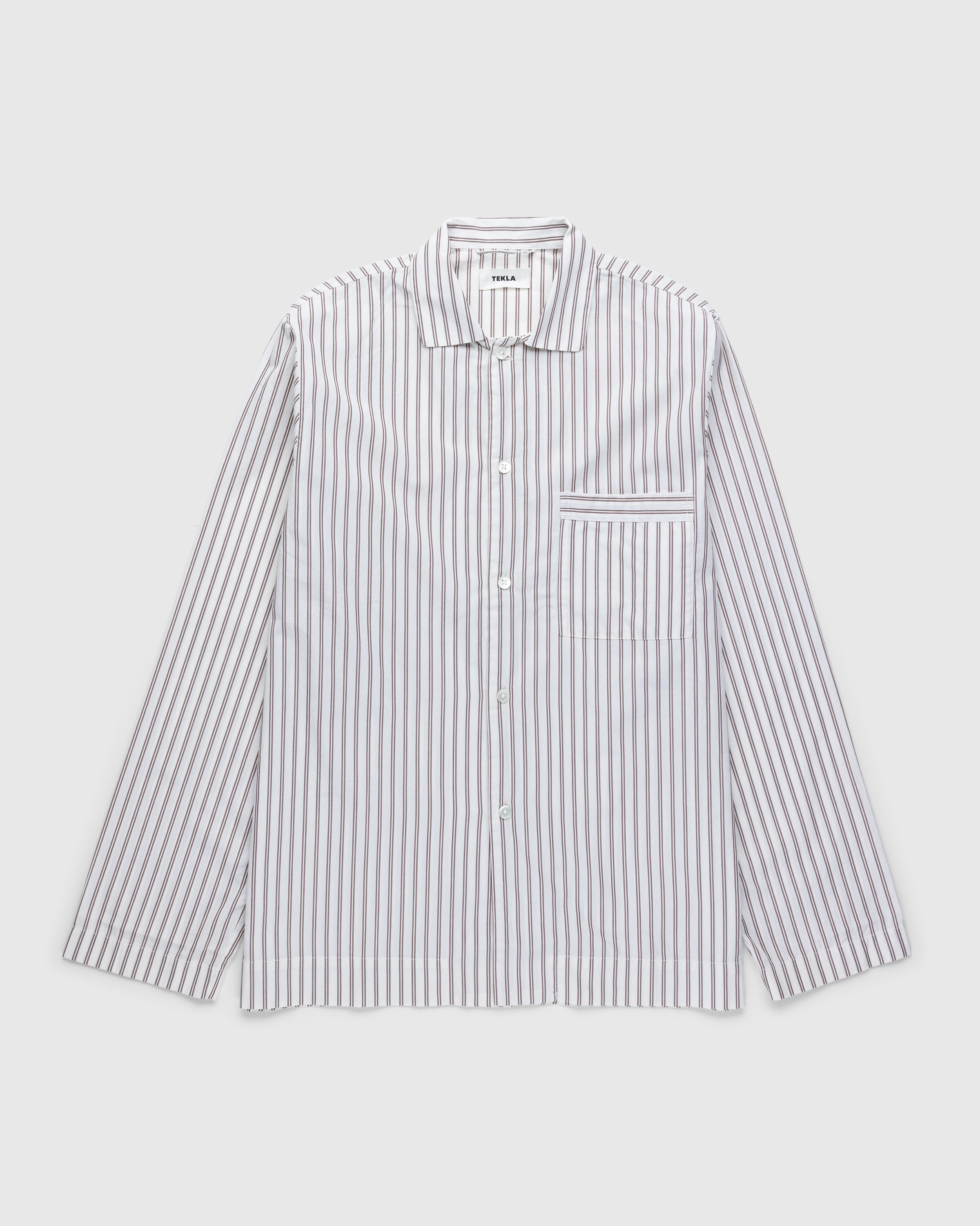 Tekla - Cotton Poplin Pyjamas Shirt Hopper Stripes - Clothing - Beige - Image 1