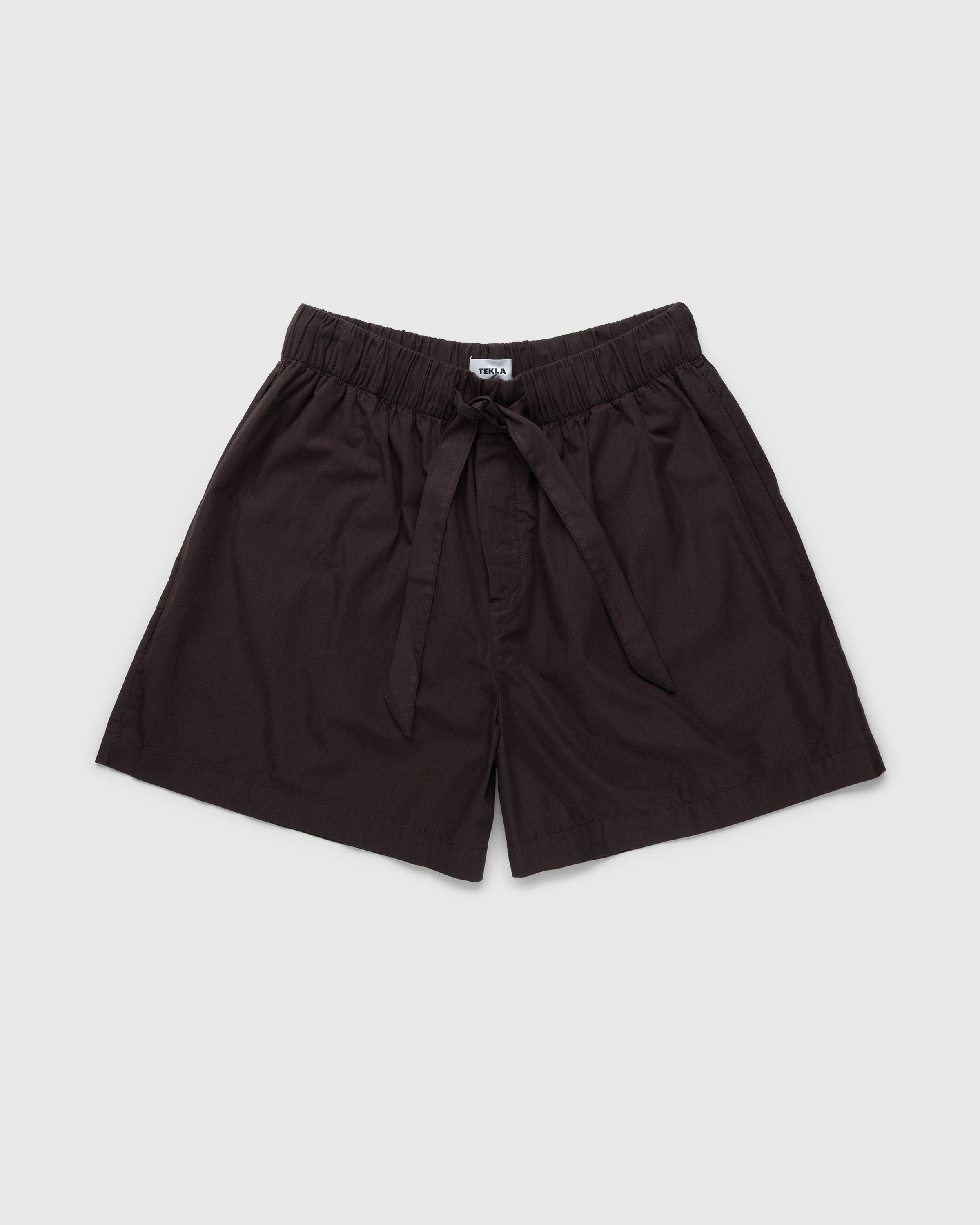 Tekla - Cotton Poplin Pyjamas Shorts Coffee - Clothing - Brown - Image 1